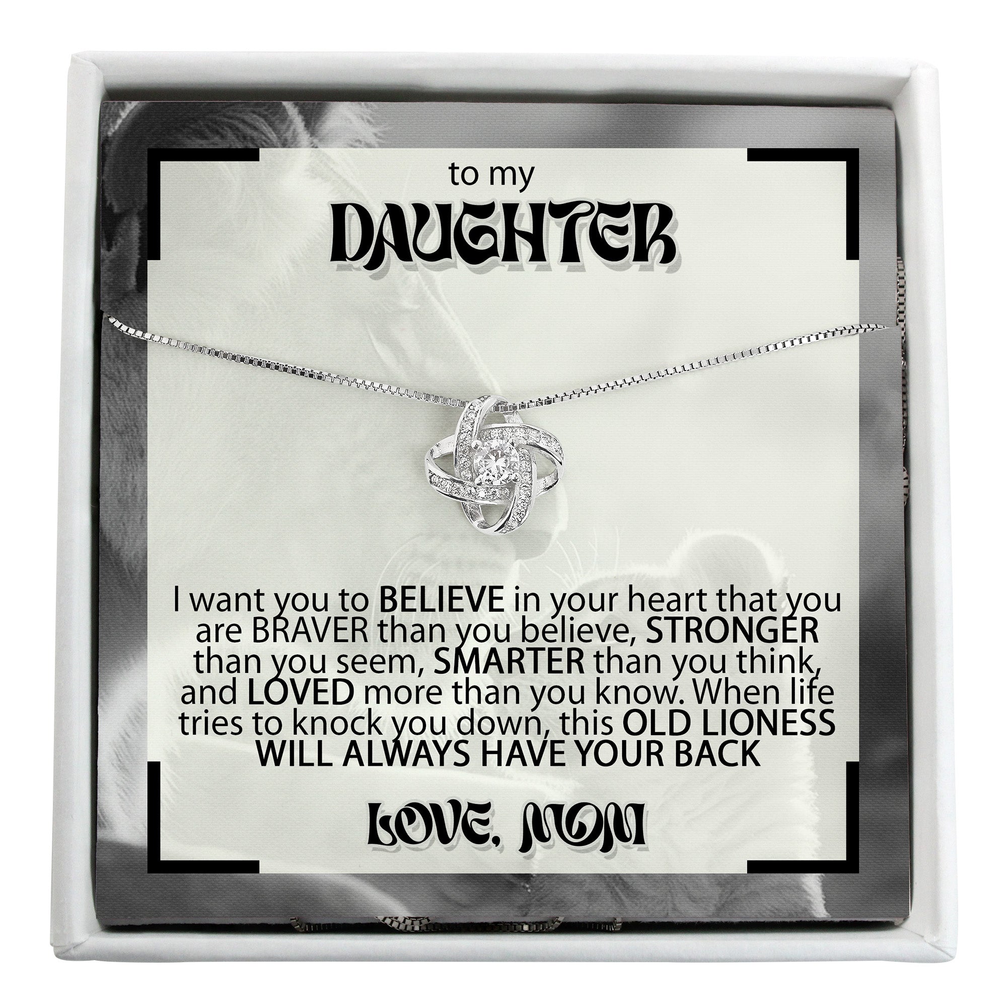 Personalized Sterling Silver Knot Necklace with Heartfelt Message Card – Perfect Gift for Daughter's Special Moments - Image 1
