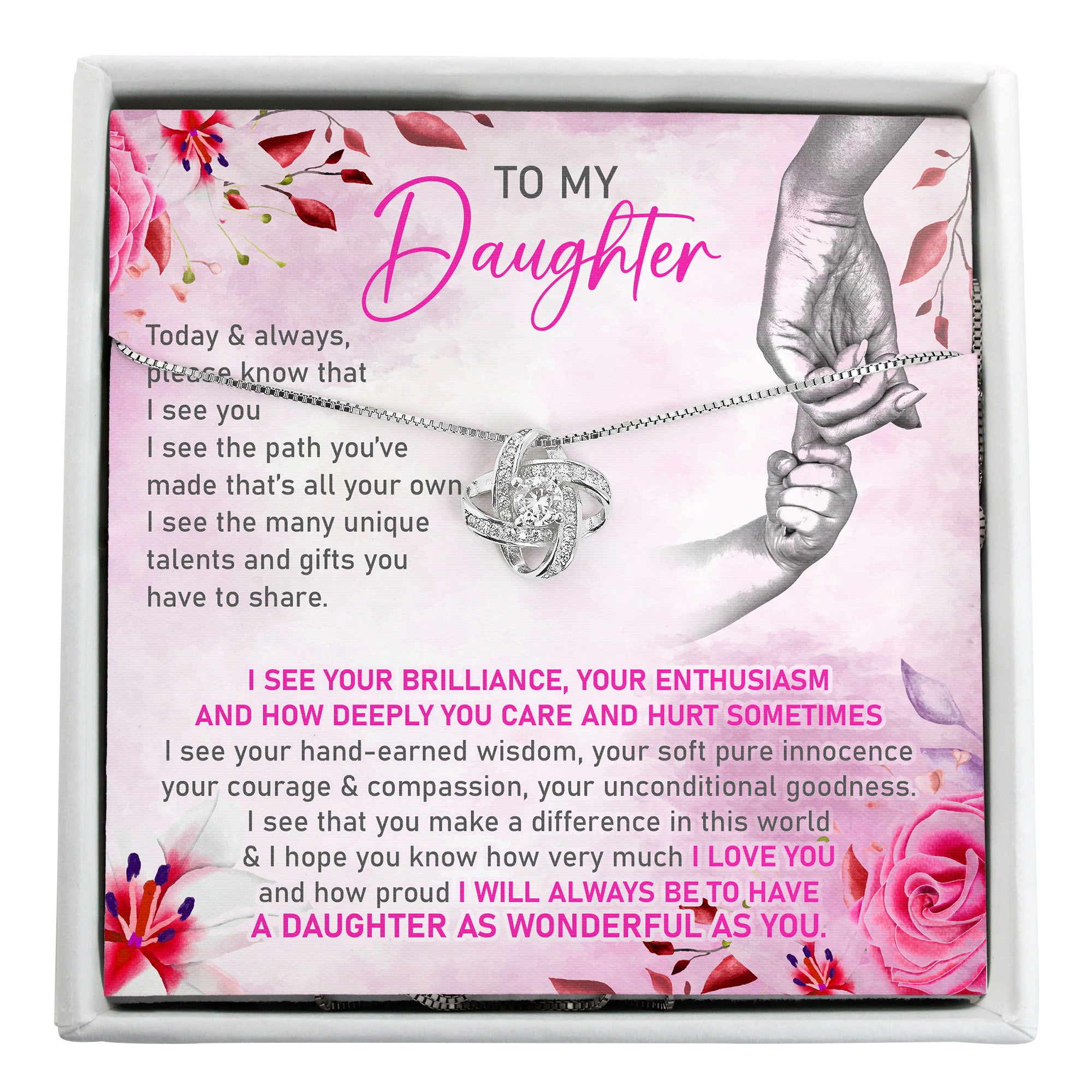 Heartfelt "To My Daughter" Necklace with Custom Message Card – Premium Craftsmanship for Cherished Moments - Image 1