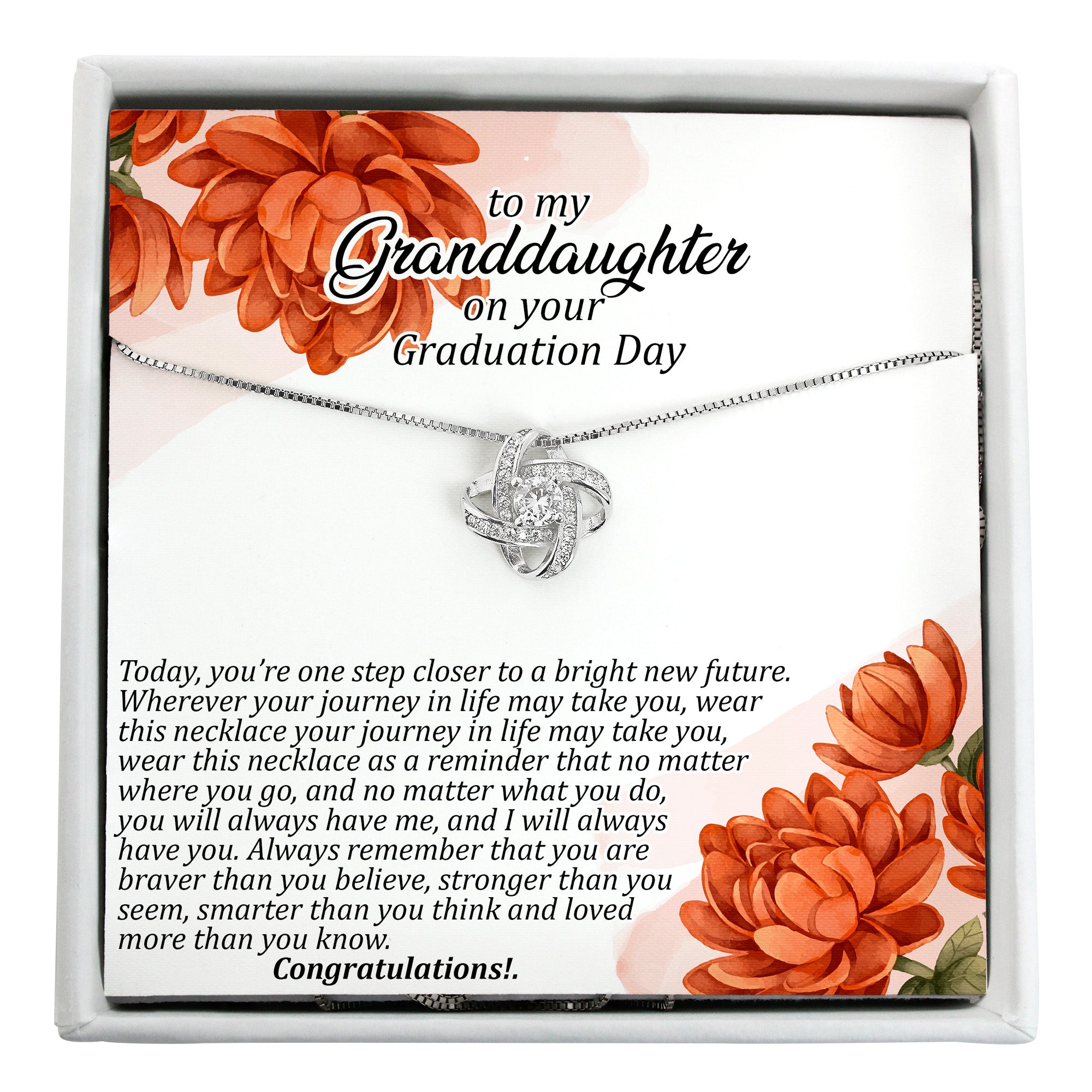 Elegant Personalized Granddaughter Graduation Necklace with Inspiring Message Card | Silver Infinity Pendant - Image 1