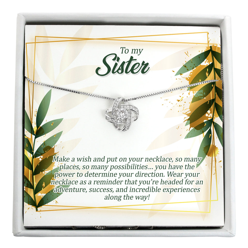 Personalized Sister Necklace with Message Card – Handcrafted Sterling Silver Knot Pendant for Special Occasions - Image 1