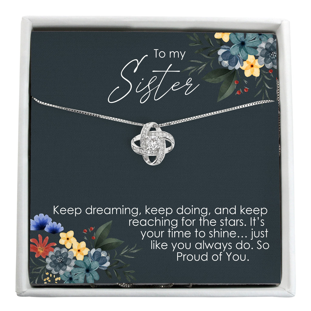Personalized Sister Knot Necklace with Inspirational Message Card – Elegant Jewelry Gift for Special Occasions - Image 1