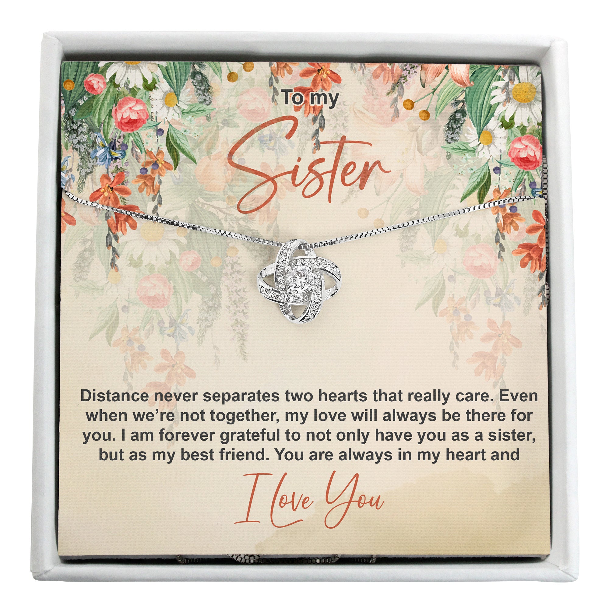 Elegant Sister Necklace with Personalized Message Card - Perfect for Heartfelt Gift-Giving and Lasting Memories - Image 1