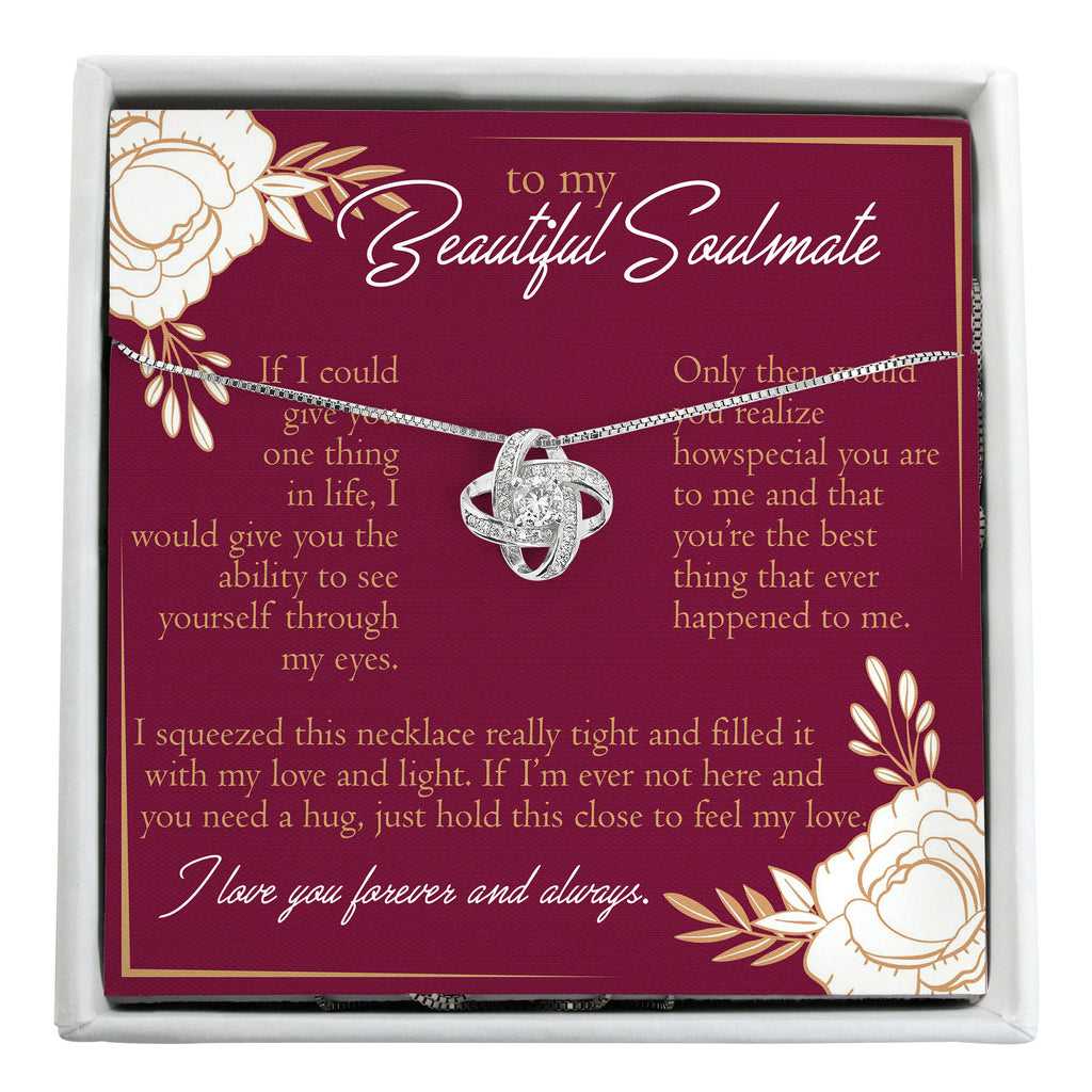 Personalized "To My Beautiful Soulmate" Necklace with Love Knot Pendant - Sterling Silver Jewelry for Special Occasions - Image 1