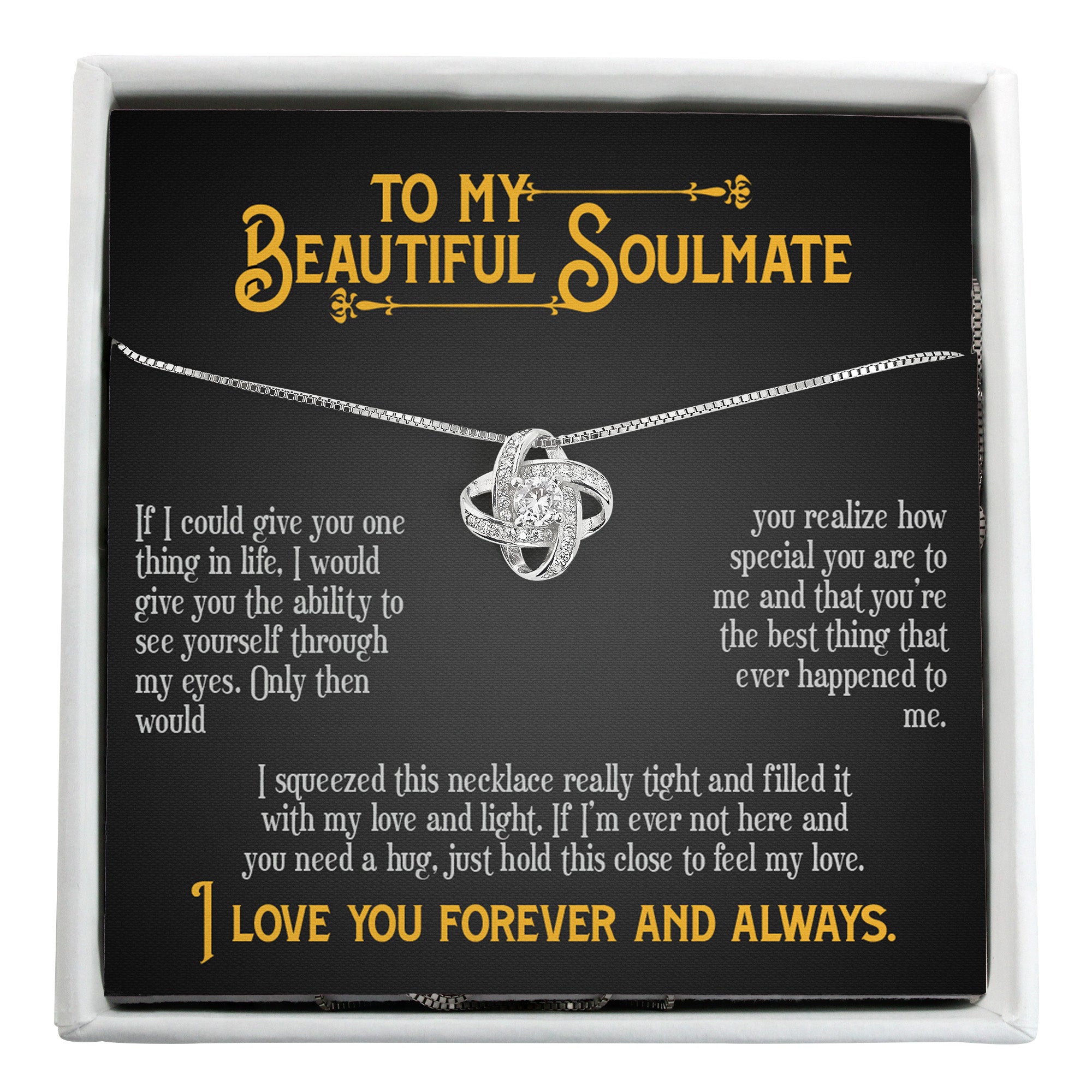 Personalized Soulmate Necklace Gift - Premium Sterling Silver Knot Pendant with Heartfelt Message Card for Your Special Someone - Image 1