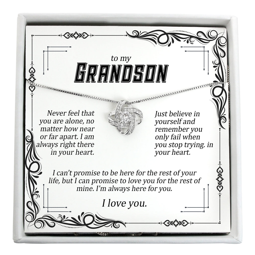 Personalized Grandson Necklace with Inspirational Message Card - Elegant Knot Design for Special Occasions - Image 1
