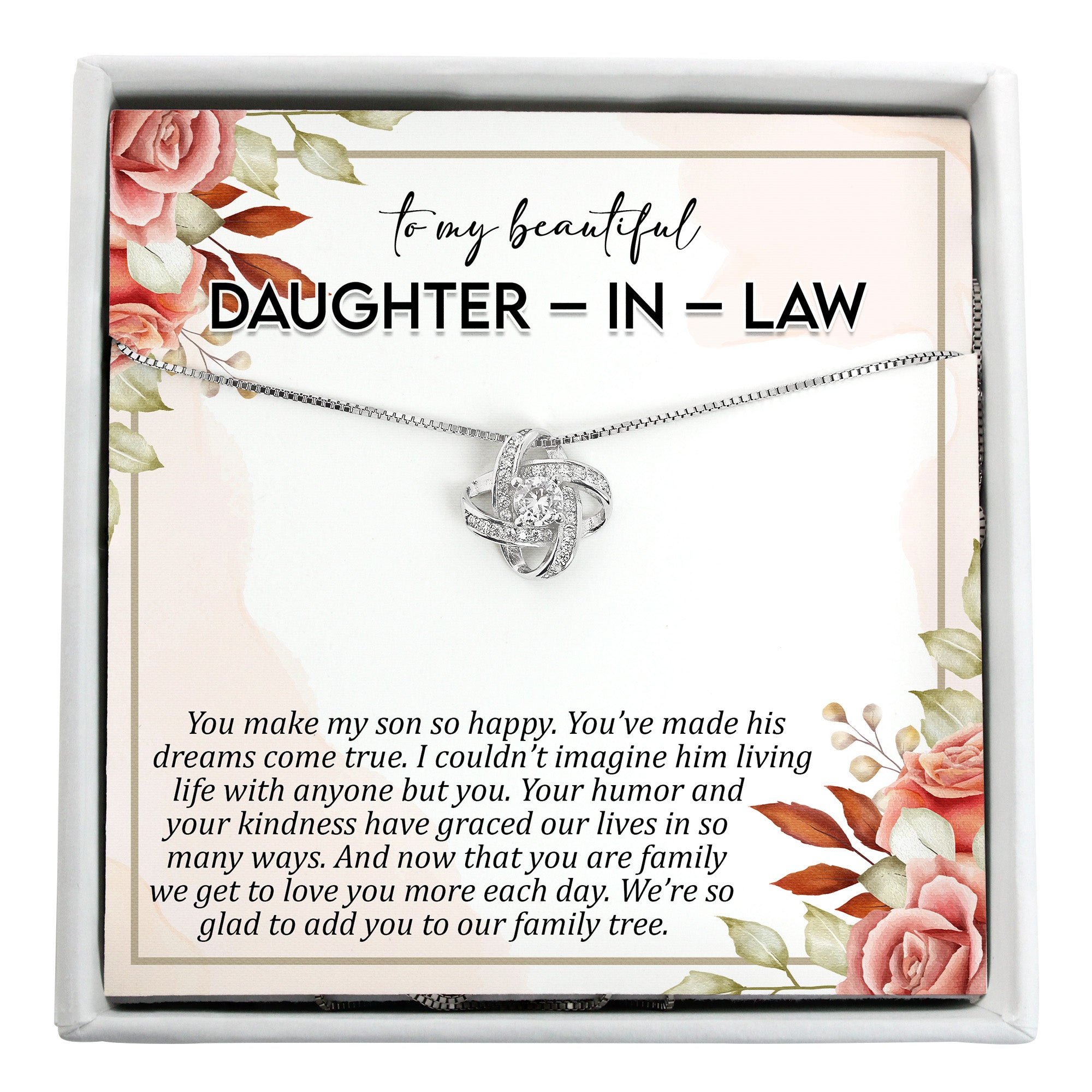 Elegant Personalized Daughter-in-Law Necklace with Heartfelt Message Card - Perfect Wedding & Family Gift - Image 1