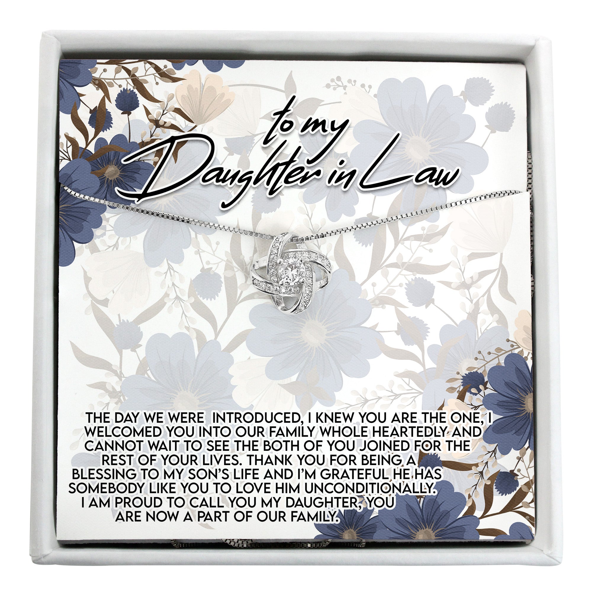 Personalized Daughter-in-Law Necklace with Heartfelt Message Card | Elegant Floral Design | Perfect Gift for Weddings & Special Occasions - Image 1