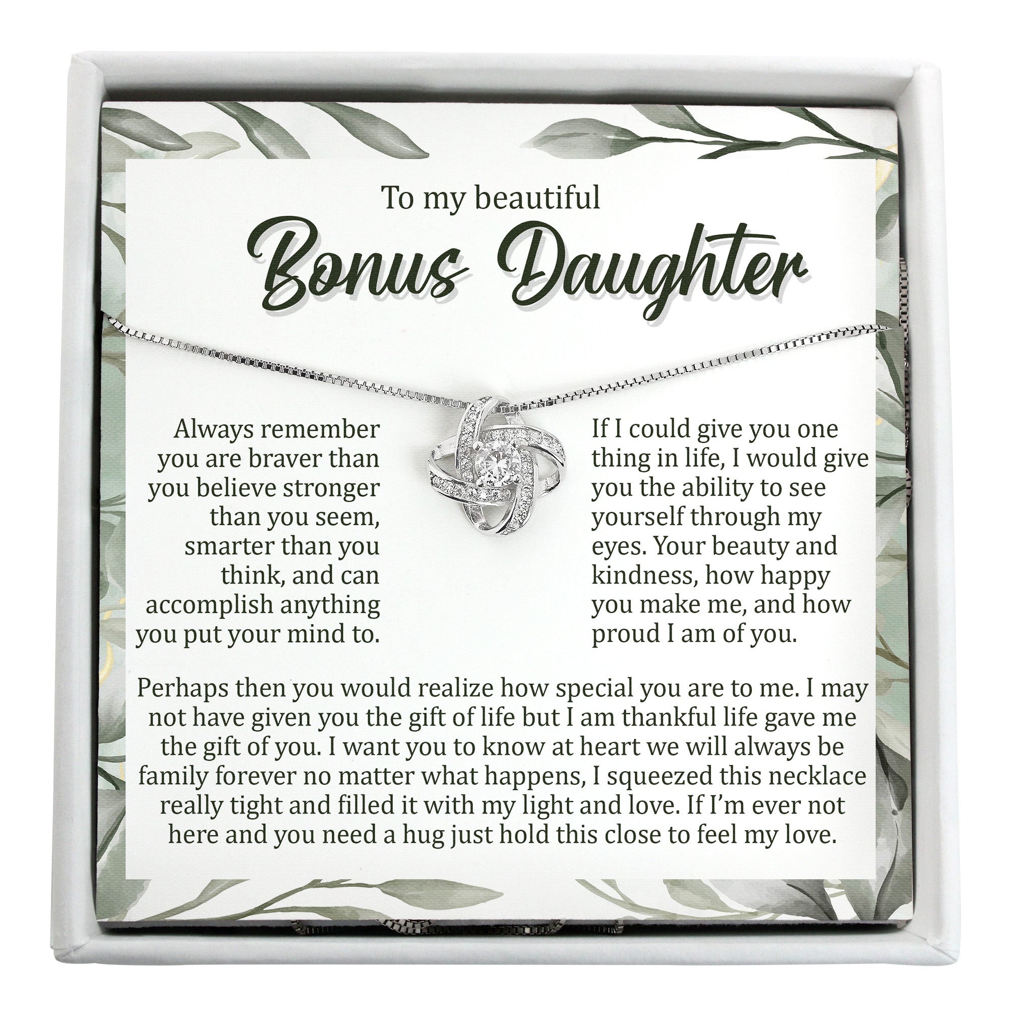 Exquisite Personalized Necklace with Heartfelt Message Card for Bonus Daughter - Thoughtful Gift for Any Occasion - Image 1