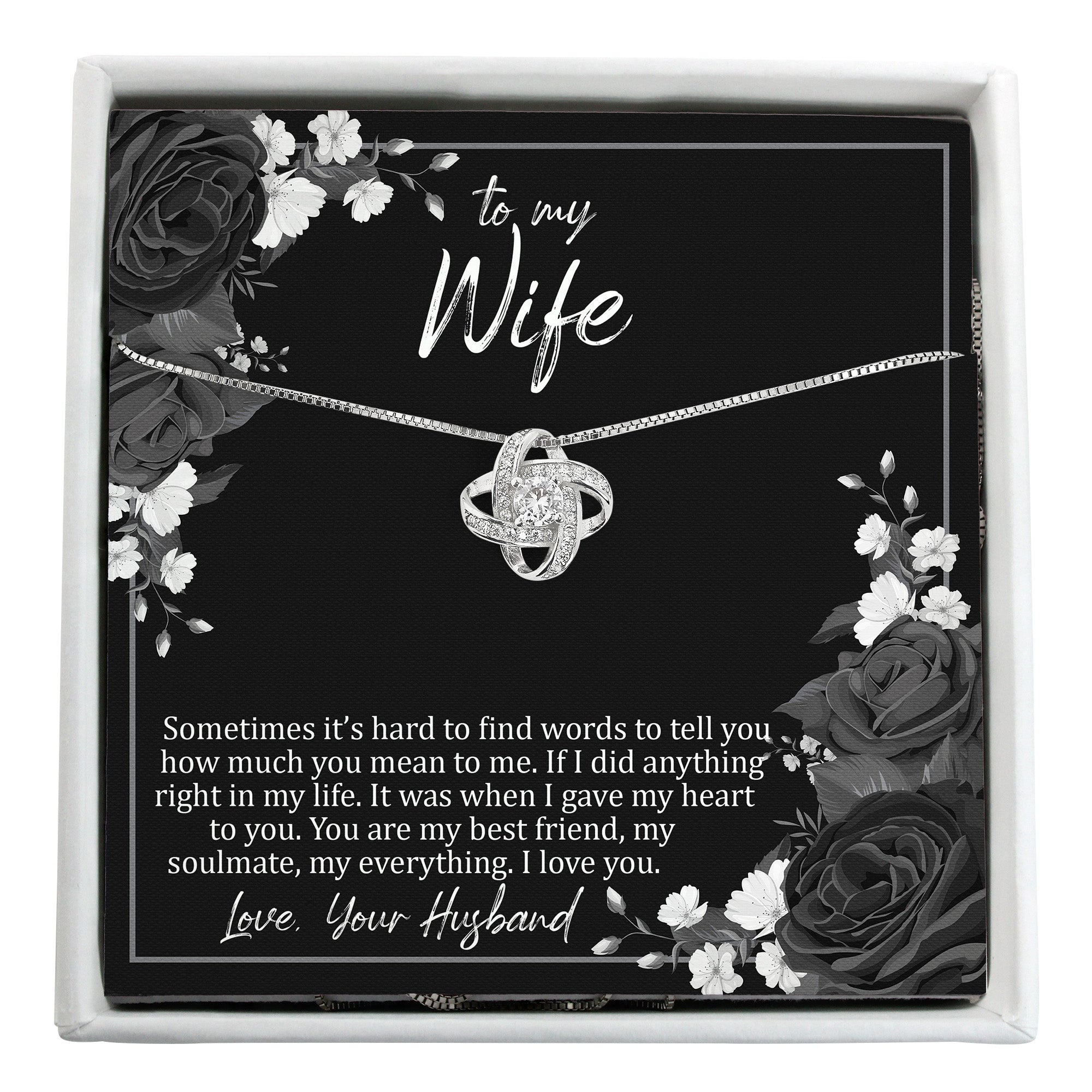 Elegant Personalized Necklace with Heartfelt Message for Wife - Sterling Silver Infinity Knot Pendant - Image 1