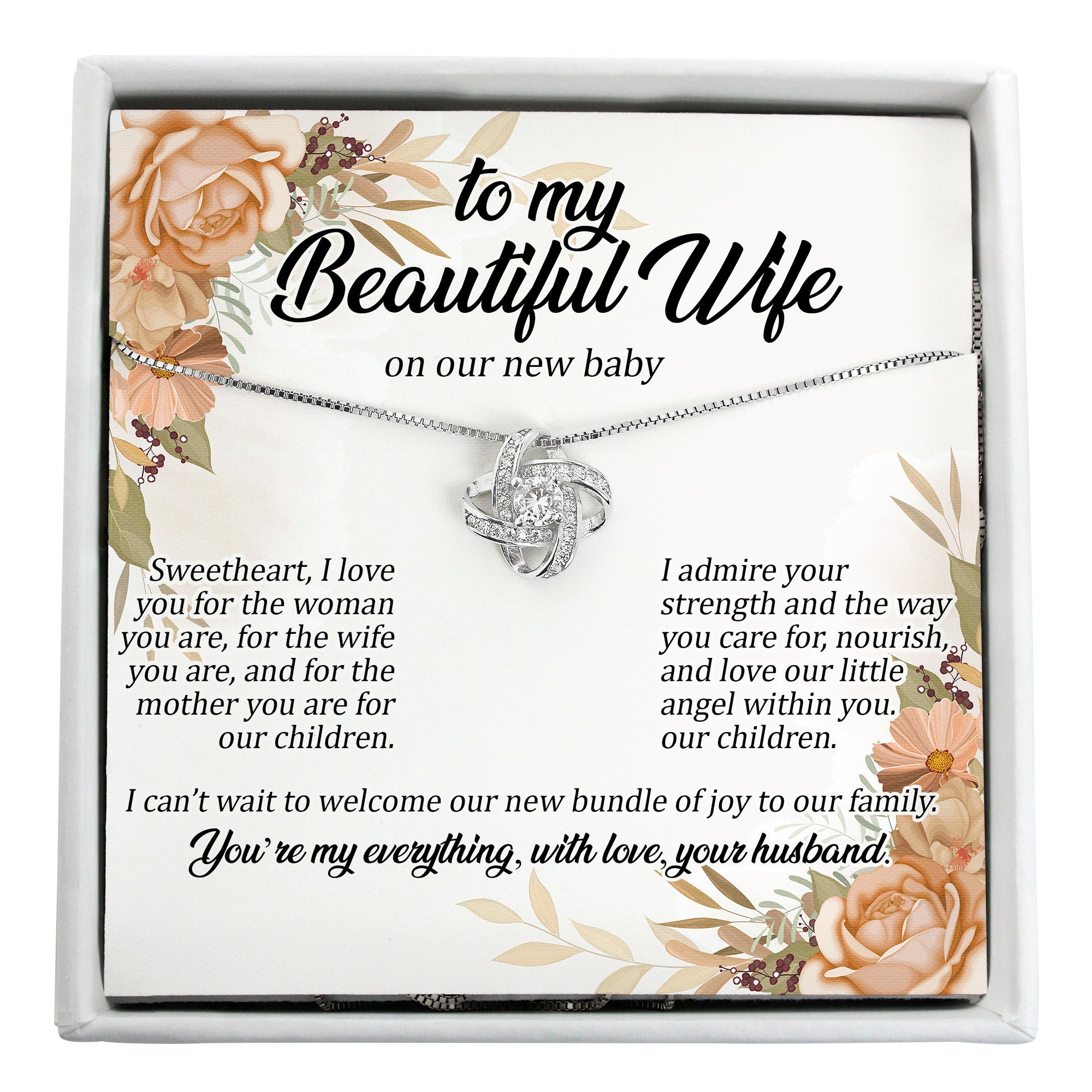 Personalized Necklace with Message Card for Wife – Thoughtful Gift for New Baby Arrival - Image 1