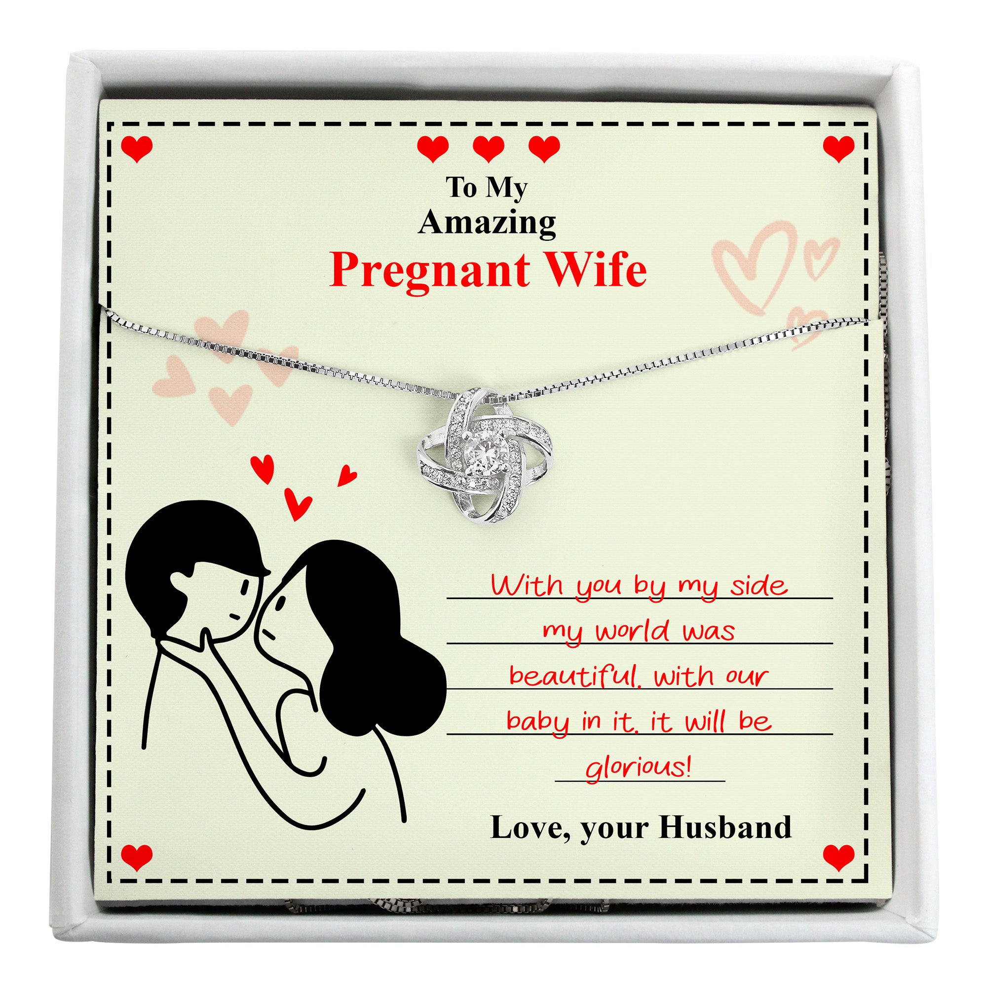 Elegant Personalized Necklace for Pregnant Wife - Thoughtful Gift with Heartfelt Message for Special Moments - Image 1