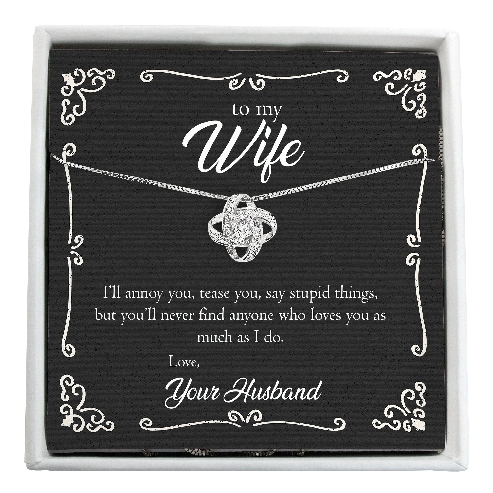 Personalized "To My Wife" Necklace with Sterling Silver Knot Pendant – Perfect Gift for Anniversaries, Birthdays & Special Occasions - Image 1