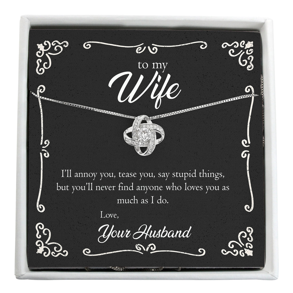 Personalized "To My Wife" Necklace with Sterling Silver Knot Pendant – Perfect Gift for Anniversaries, Birthdays & Special Occasions - Image 1