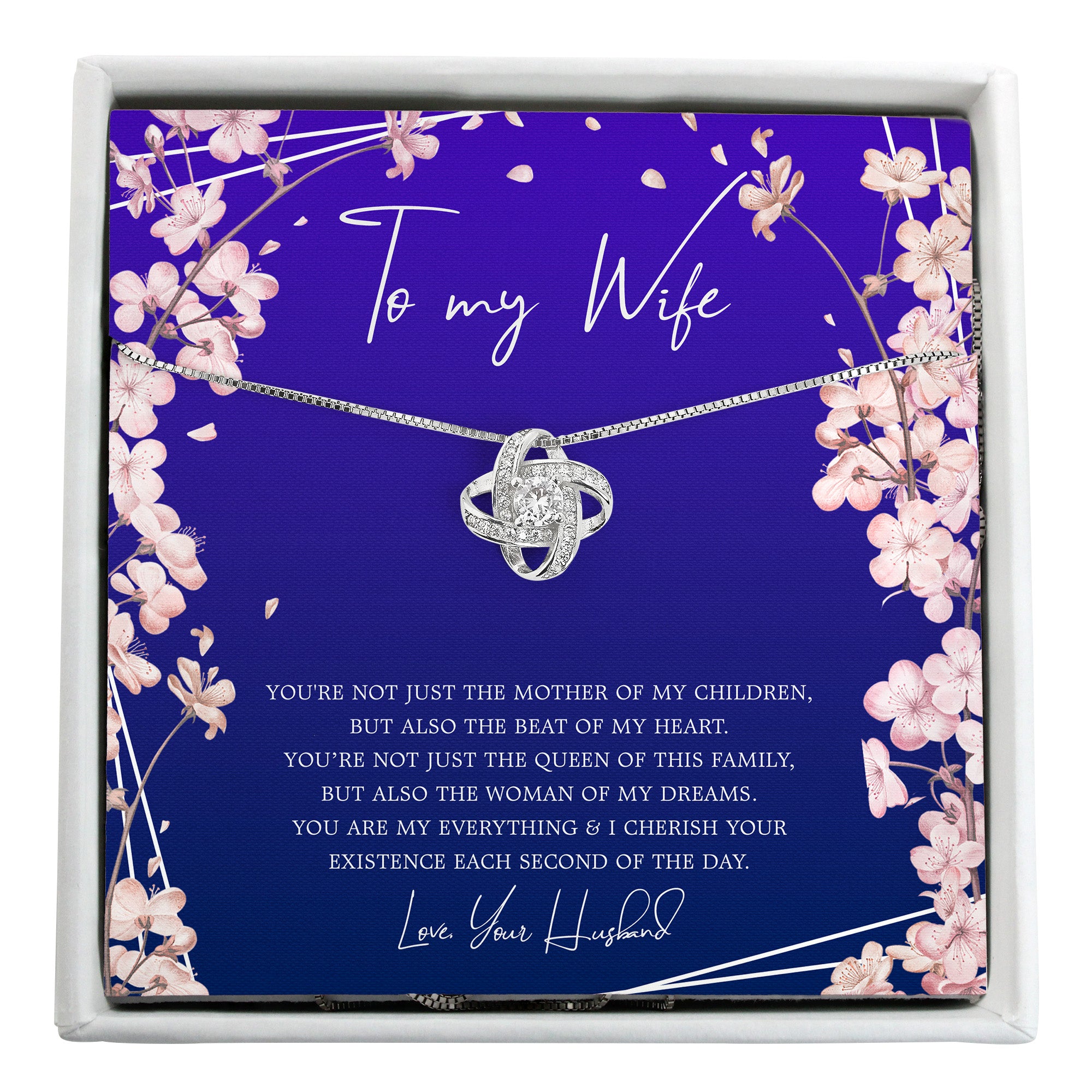 Personalized Infinity Knot Necklace with Message Card for Wife – Custom Gift of Love and Appreciation - Image 1