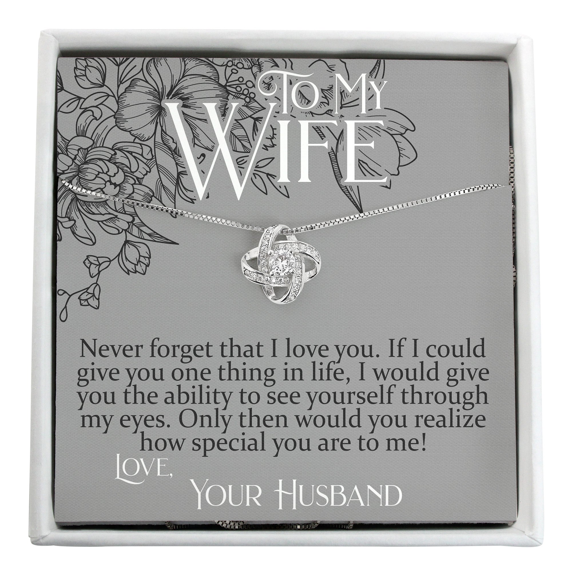 Personalized Love Knot Necklace for Wife with Heartfelt Message Card - Perfect Anniversary or Birthday Gift - Image 1