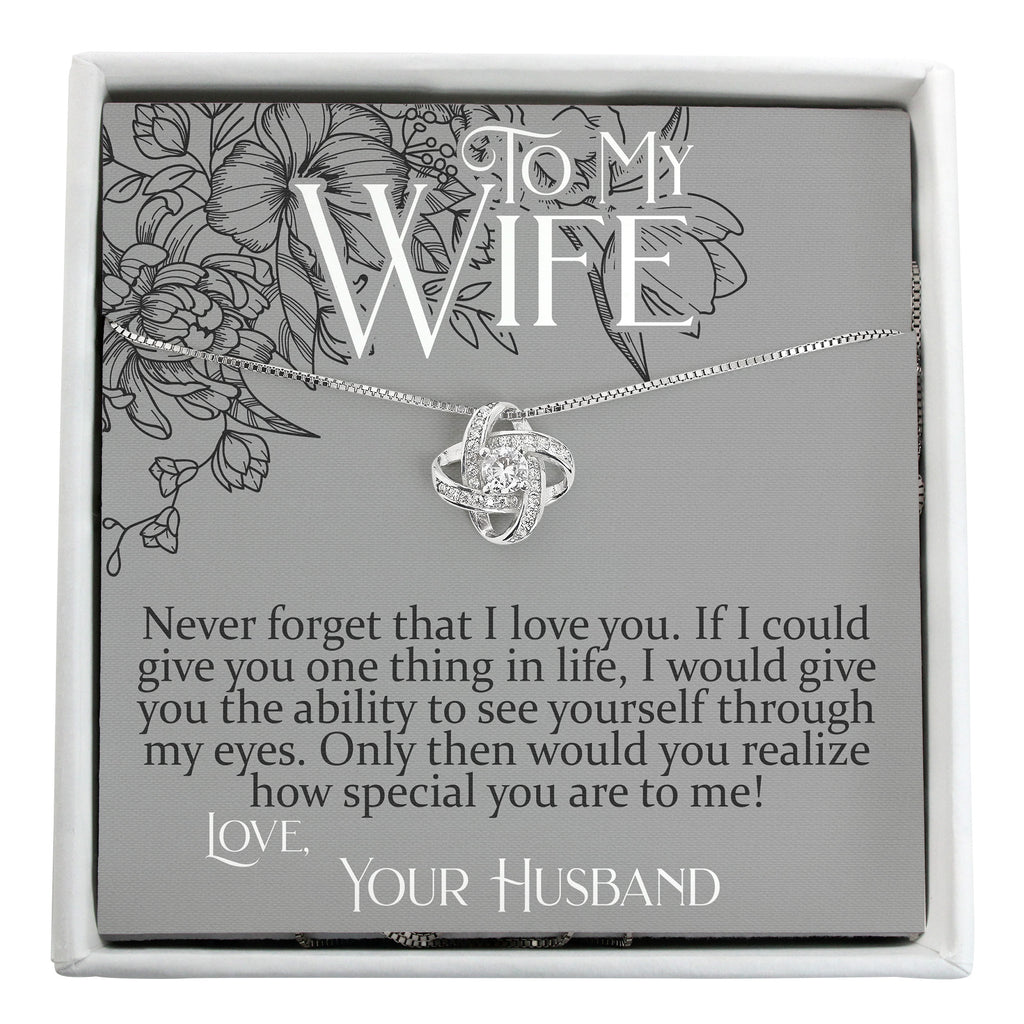 Personalized Love Knot Necklace for Wife with Heartfelt Message Card - Perfect Anniversary or Birthday Gift - Image 1