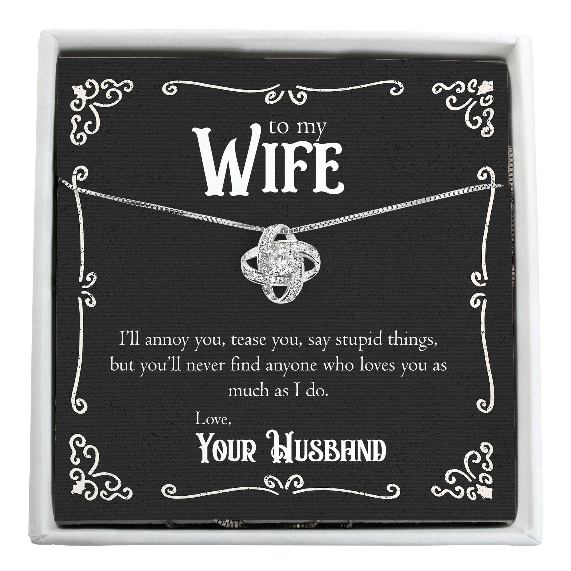 Heartfelt Wife Gift: Personalized Love Knot Necklace with Sentimental Message Card for Anniversary, Birthday & Special Occasions - Image 1