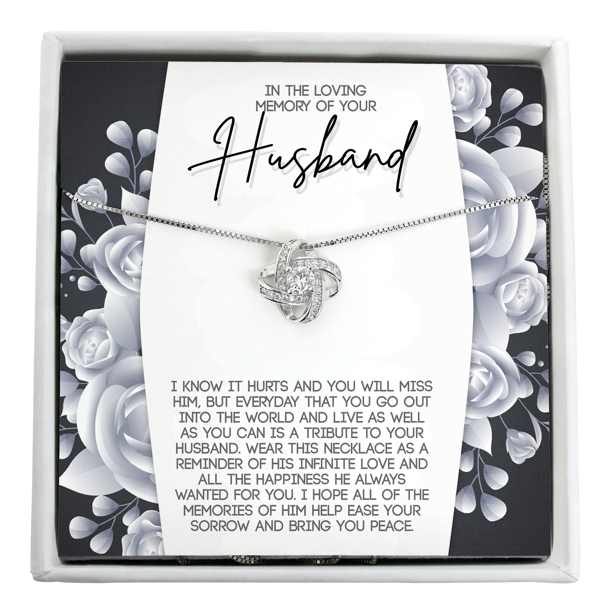 Elegant Memorial Necklace for Husband - Personalized Sympathy Gift with Engraved Pendant and Comforting Message - Image 1