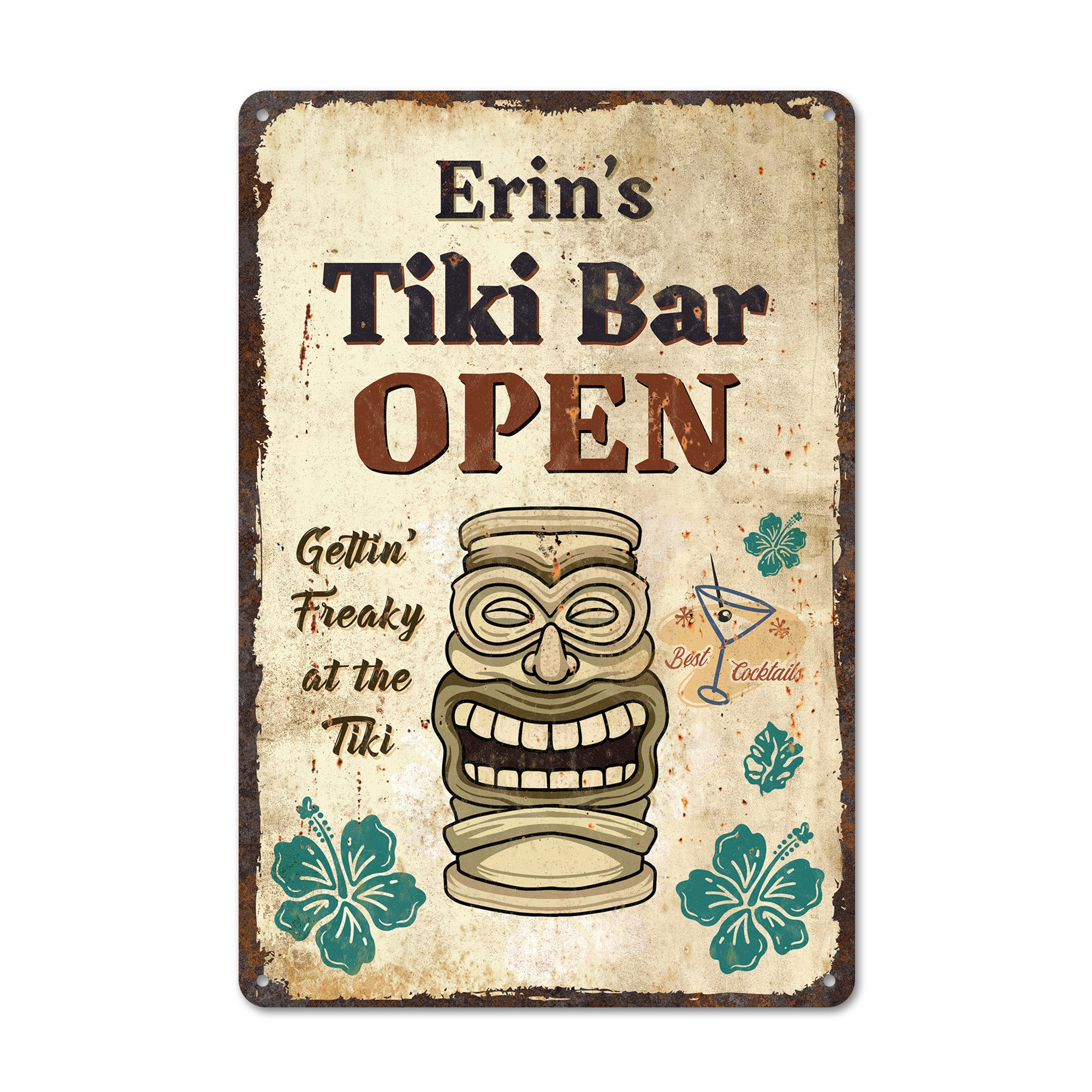 Personalized Vintage Tiki Bar Metal Sign - Customizable Home Decor for Beach Lovers, Unique Gift for Him or Her - Image 1