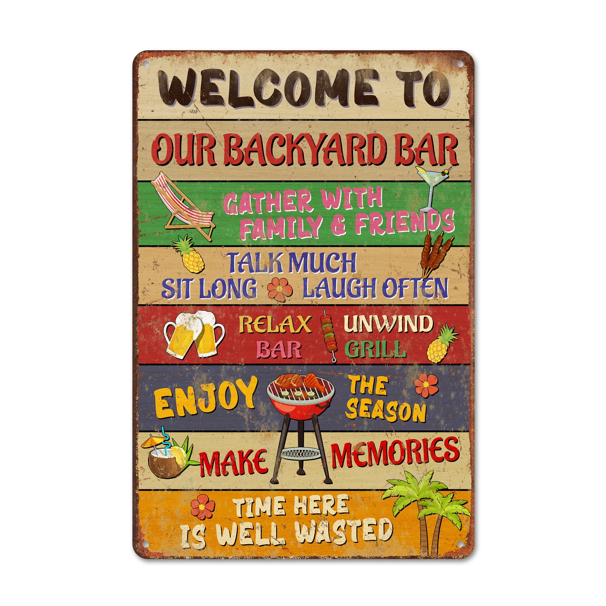 Personalized Rustic Metal Backyard Bar Sign | Handmade Vintage Decor for Home Entertaining & Gift Ideas - Image 1