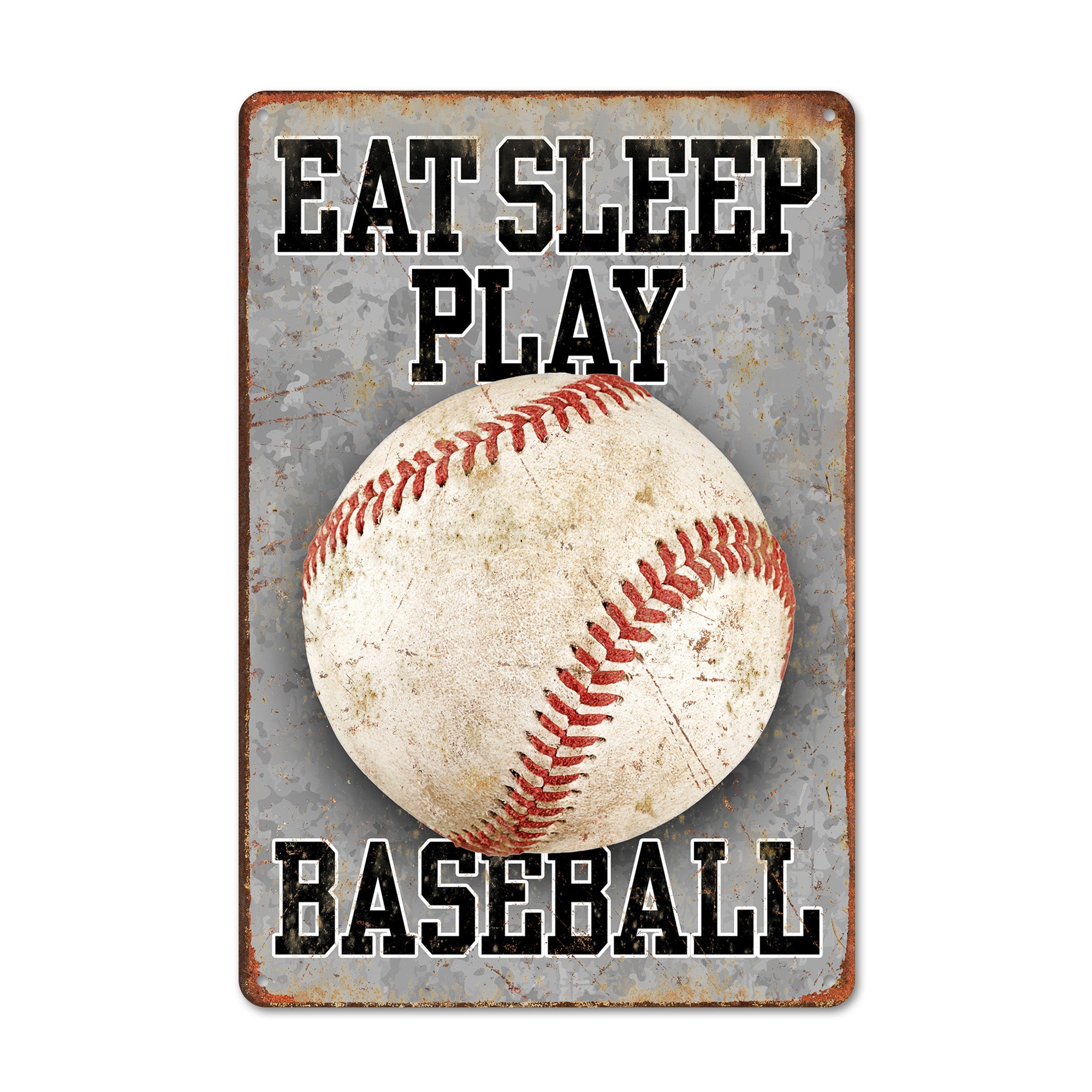 Personalized "Eat Sleep Play Baseball" Metal Sign - Custom Sports Décor for Fans & Players, Great Gift for Birthdays or Anniversaries - Image 1