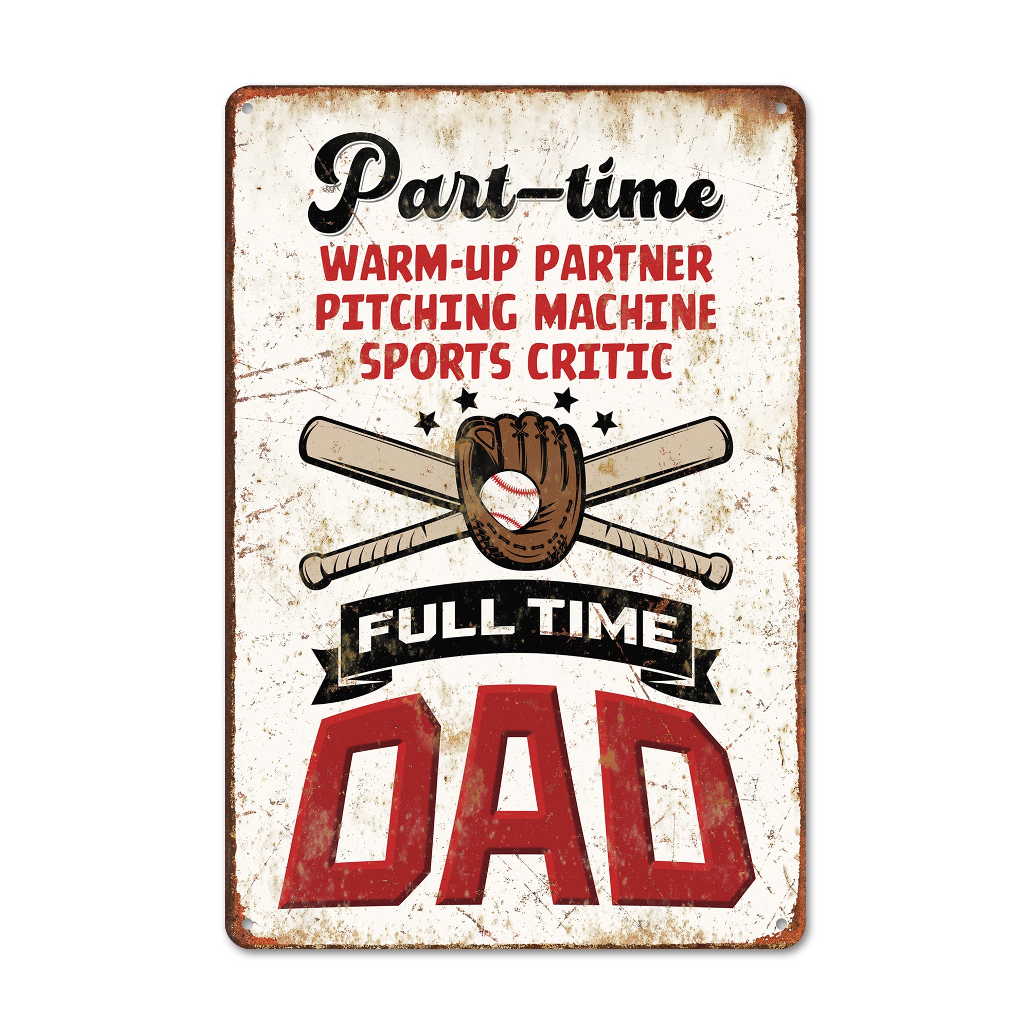 Personalized Rustic Metal Sign for Dads - Warm-Up Partner & Sports Critic - Perfect Gift for Father's Day or Birthday - Image 1