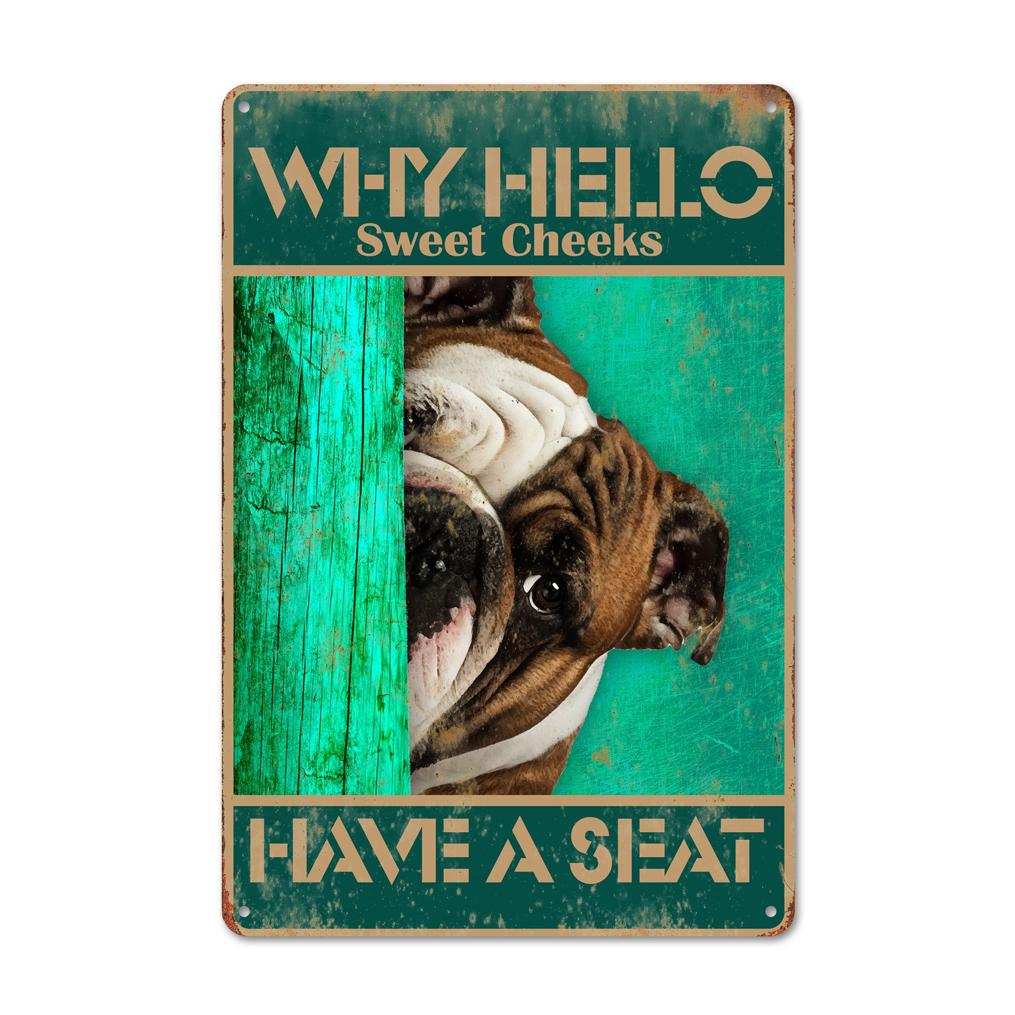 Personalized "Why Hello Sweet Cheeks" Rustic Metal Dog Sign - Custom Greeting Plaque for Home Decor, Perfect for Dog Lovers - Image 1