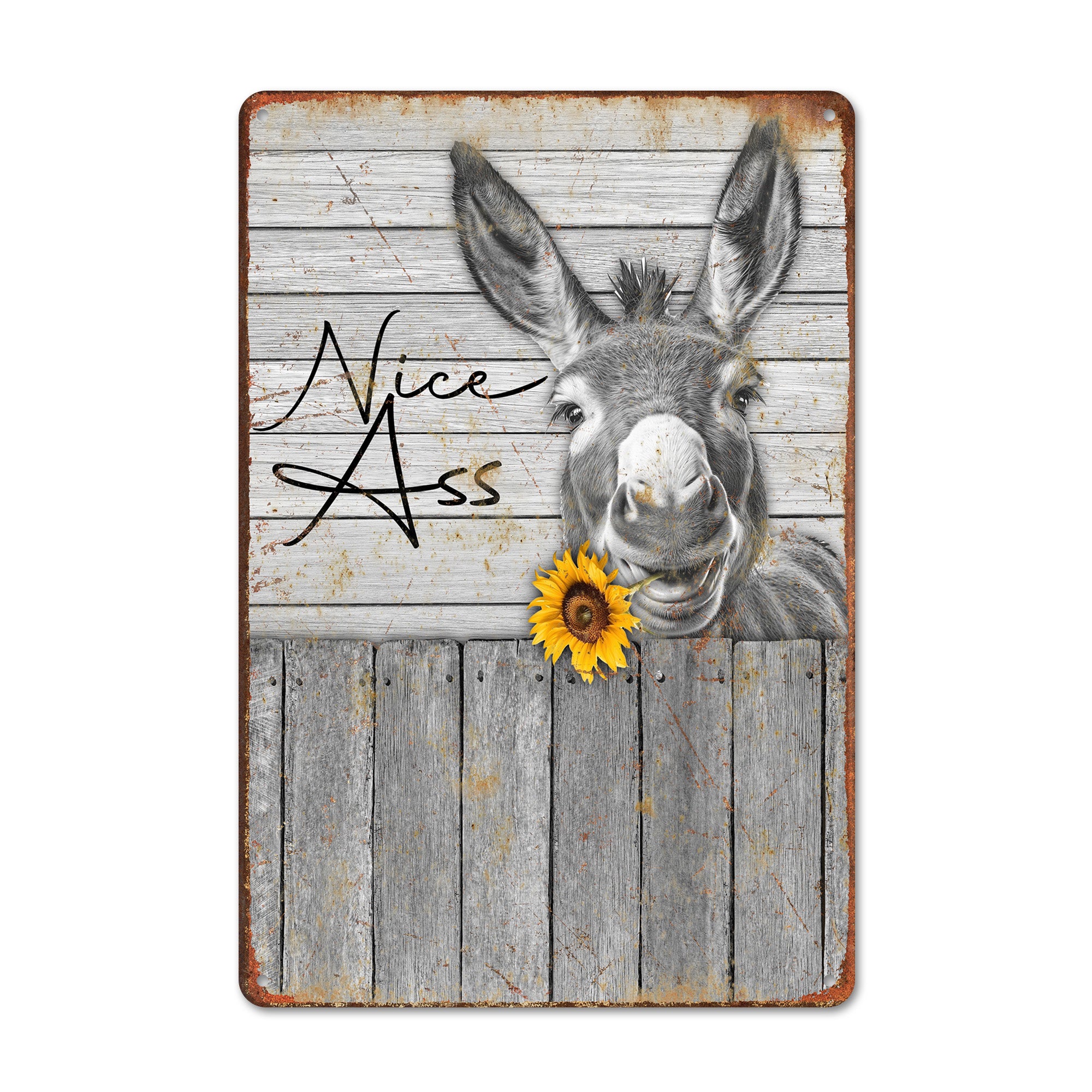 Personalized Rustic Metal Sign with Humorous Donkey Design – Perfect Custom Gift for Animal Lovers, Handmade Rustic Wall Decor - Image 1