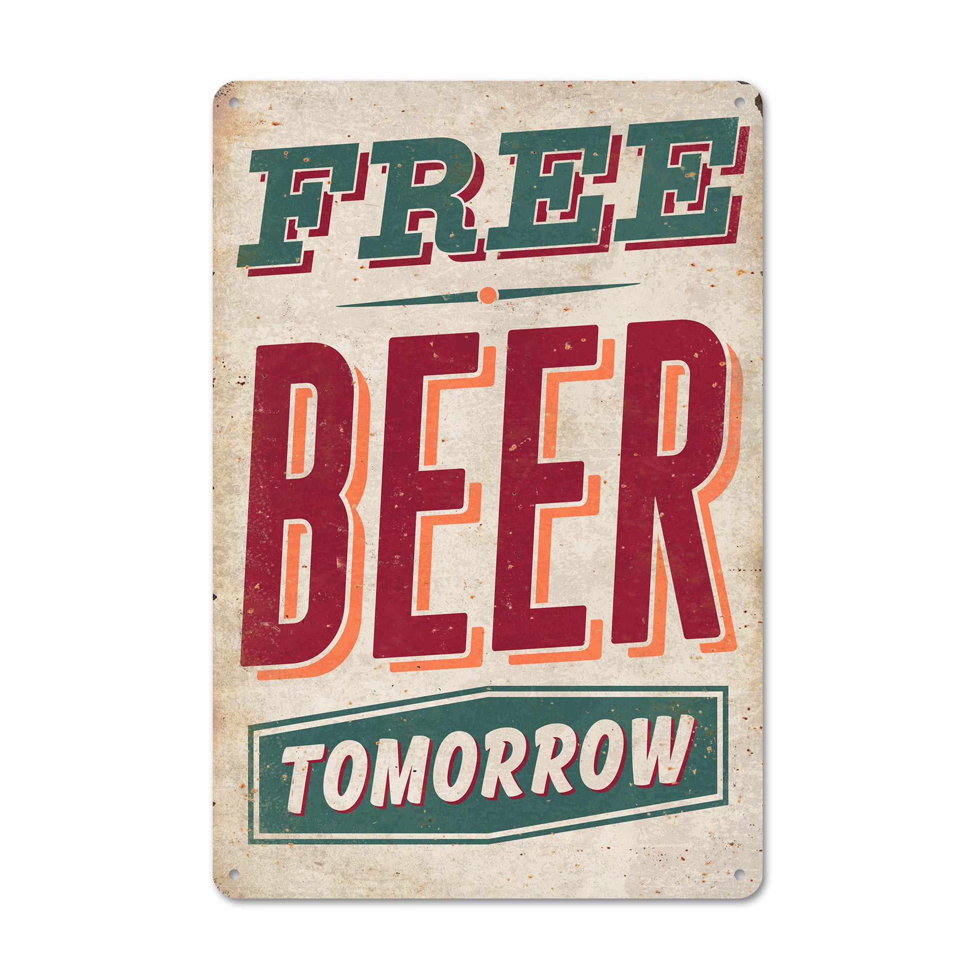Vintage-Style "Free Beer Tomorrow" Metal Sign - Personalized Wall Decor for Home Bar or Man Cave Gift - Image 1