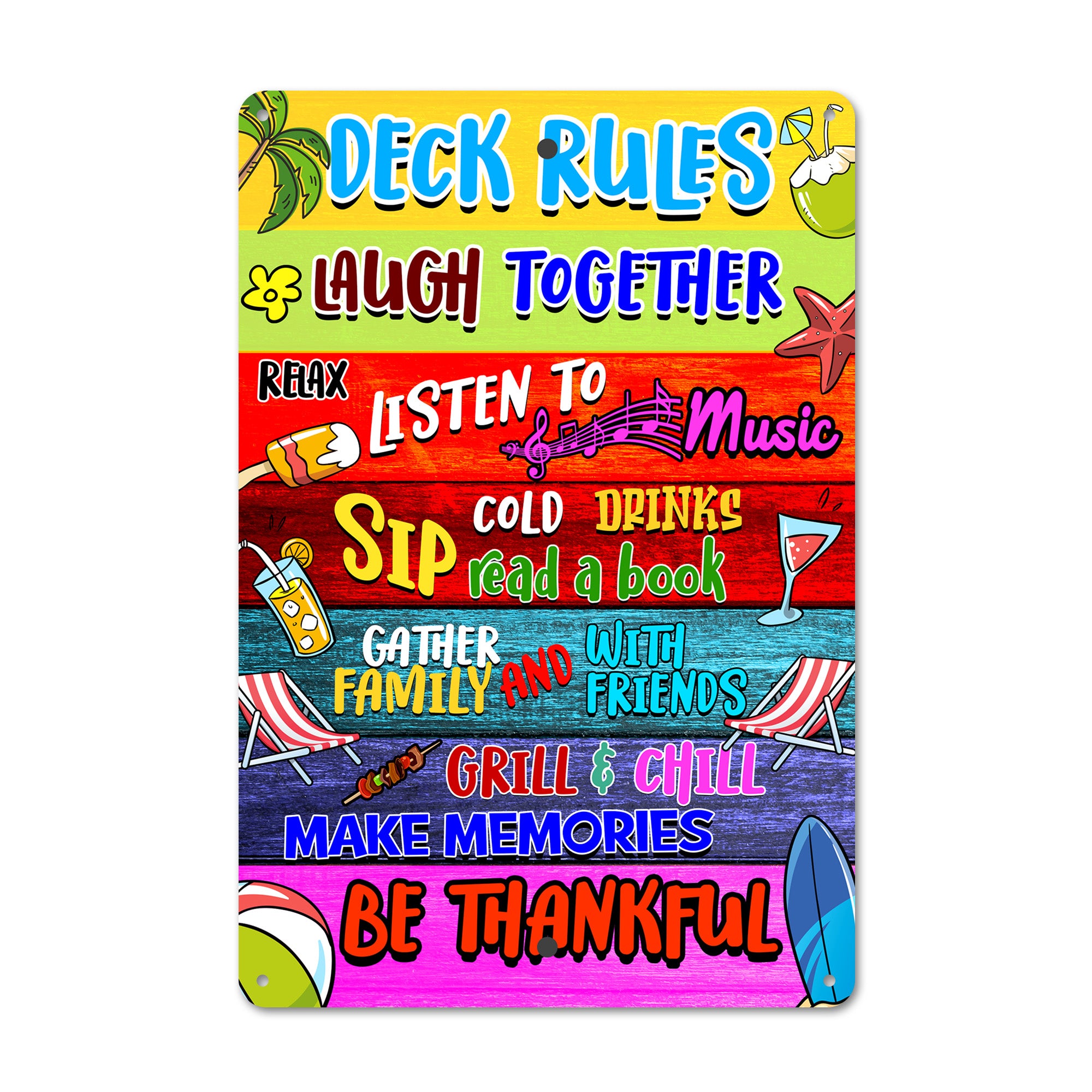 Personalized Vibrant Metal Deck Rules Sign – Customizable Outdoor Decor for Family Gatherings & Relaxation - Image 1