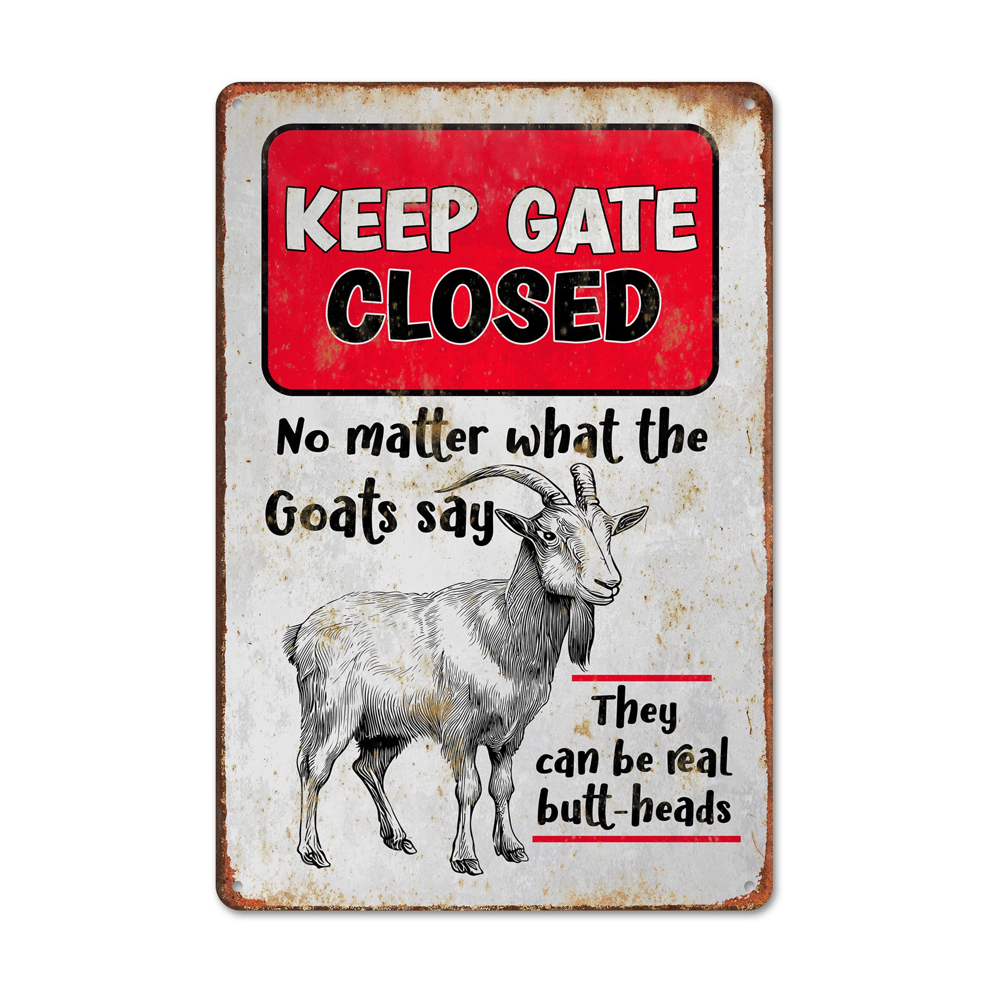 Personalized Goat Lover's Metal Gate Sign - Rustic Farmhouse Decor for Animal Enthusiasts, Customizable Gift for Him or Her - Image 1