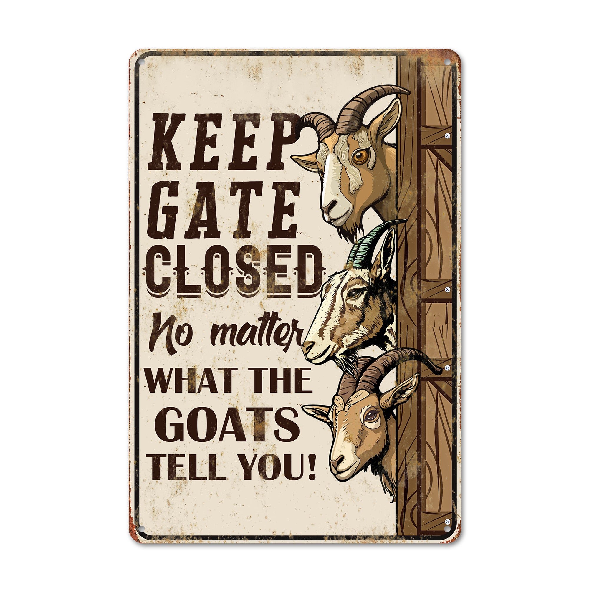 "Rustic Metal Goat Keeper Sign - Personalized Farmhouse Decor for Animal Lovers and Homesteaders - Customizable Gift for Farmers" - Image 1
