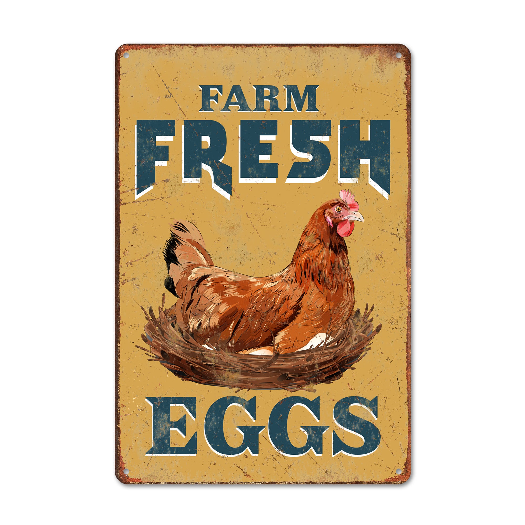 Personalized Vintage Farm Fresh Eggs Metal Sign – Rustic Decor for Kitchen, Farmers Market, or Gift for Chicken Enthusiasts - Image 1