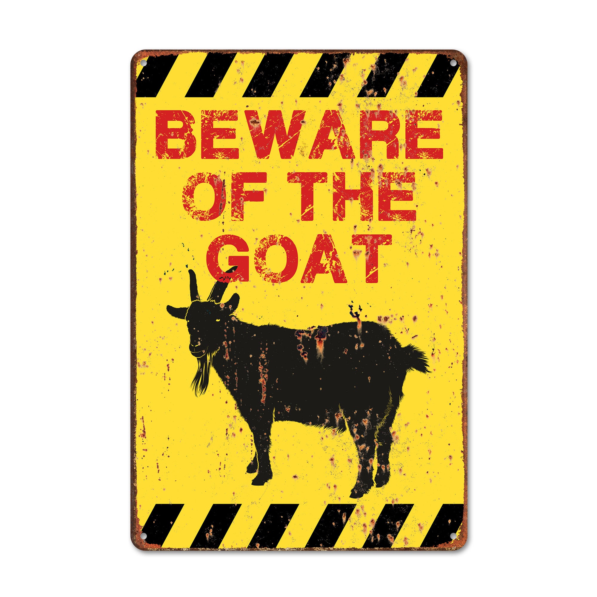 Rustic "Beware of the Goat" Vintage Metal Sign – Personalized Farm Decor, Perfect for Goat Lovers and Unique Gifts - Image 1