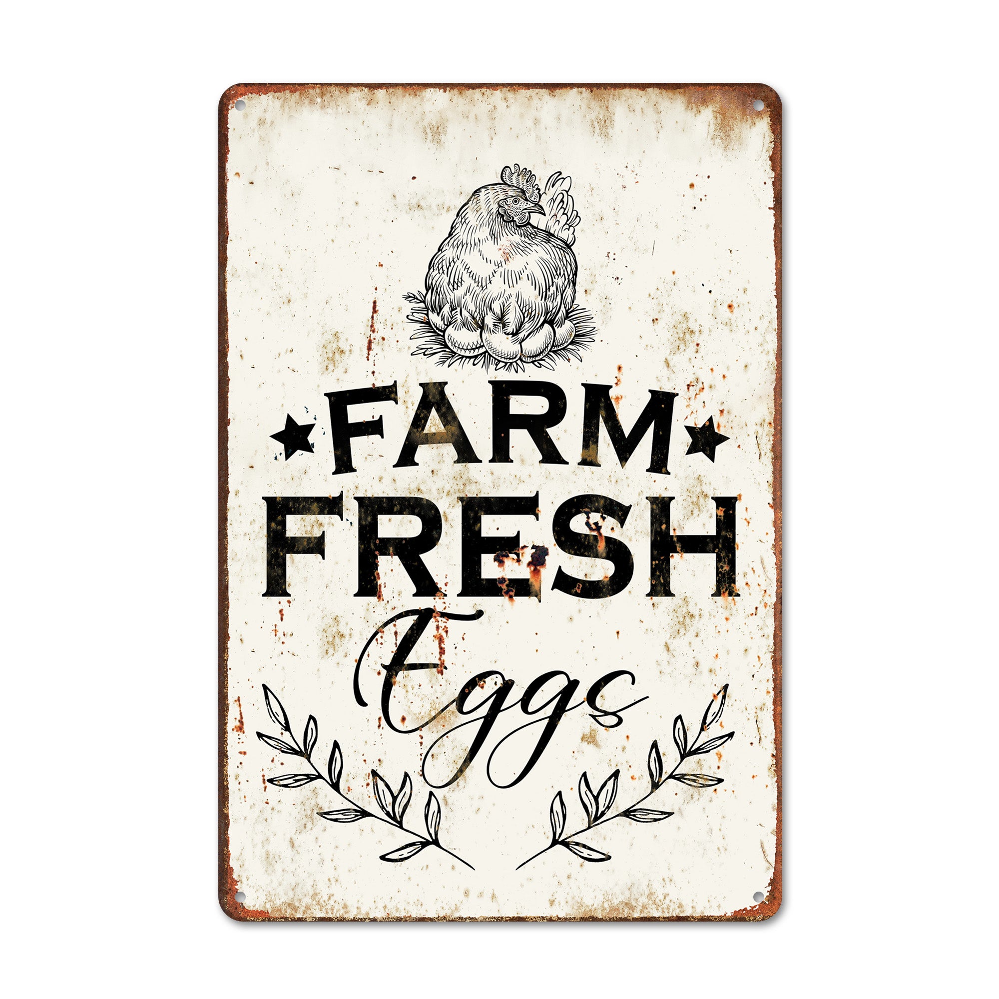 Customizable Rustic "Farm Fresh Eggs" Metal Sign - Vintage Kitchen Decor Perfect for Home, Farmhouse, or Gift - Image 1