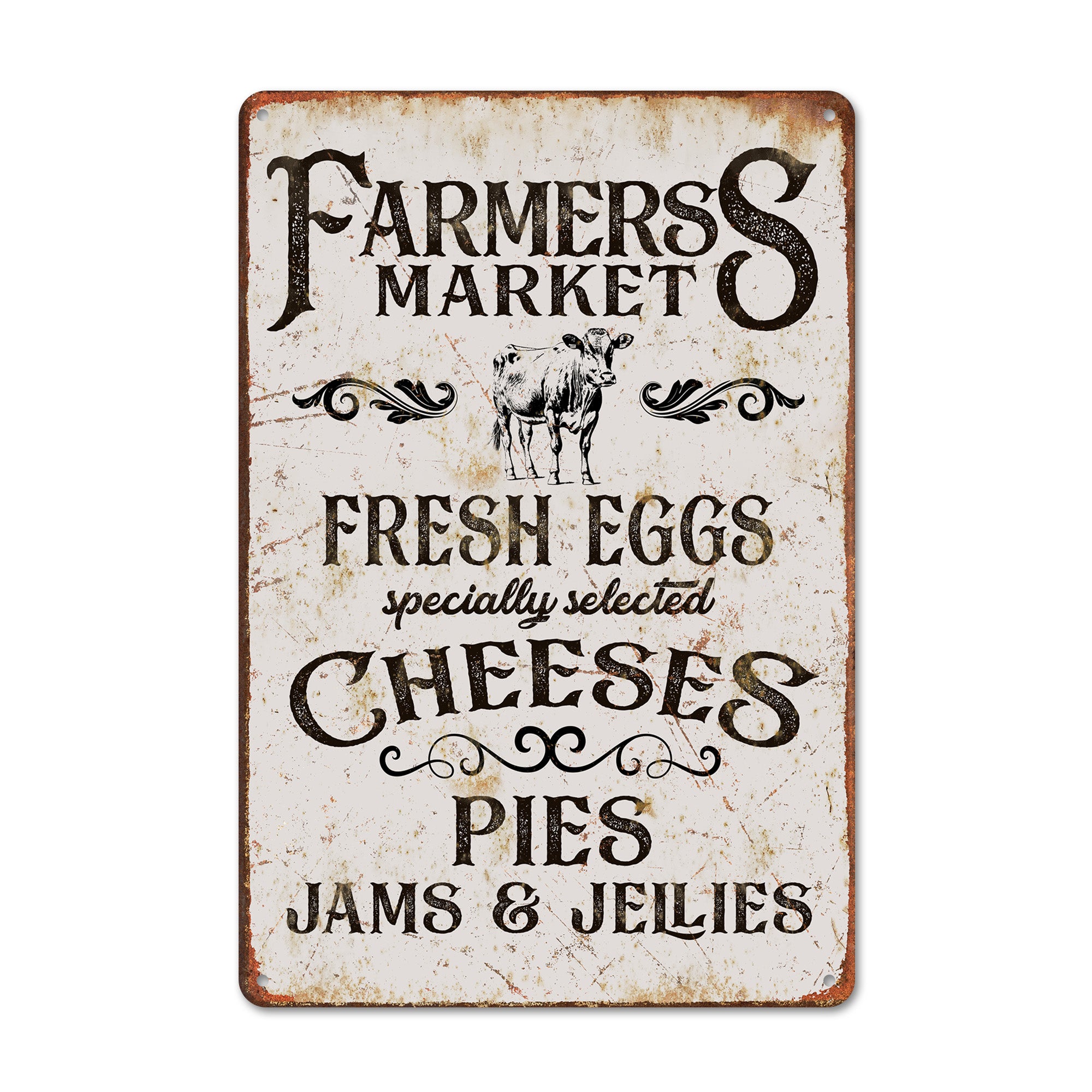 Vintage Farmers Market Metal Sign - Personalized Wall Decor for Rustic Kitchens & Farmhouse Lovers - Image 1