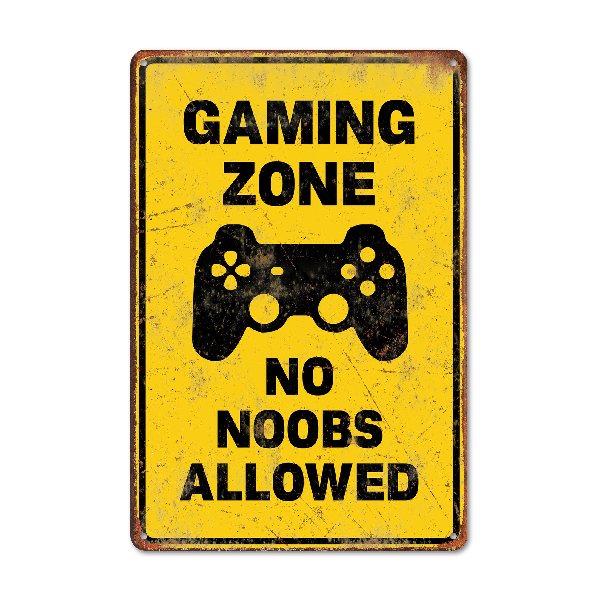Personalized "Gaming Zone - No Noobs Allowed" Rustic Metal Sign: Perfect Handmade Gift for Gamers - Image 1