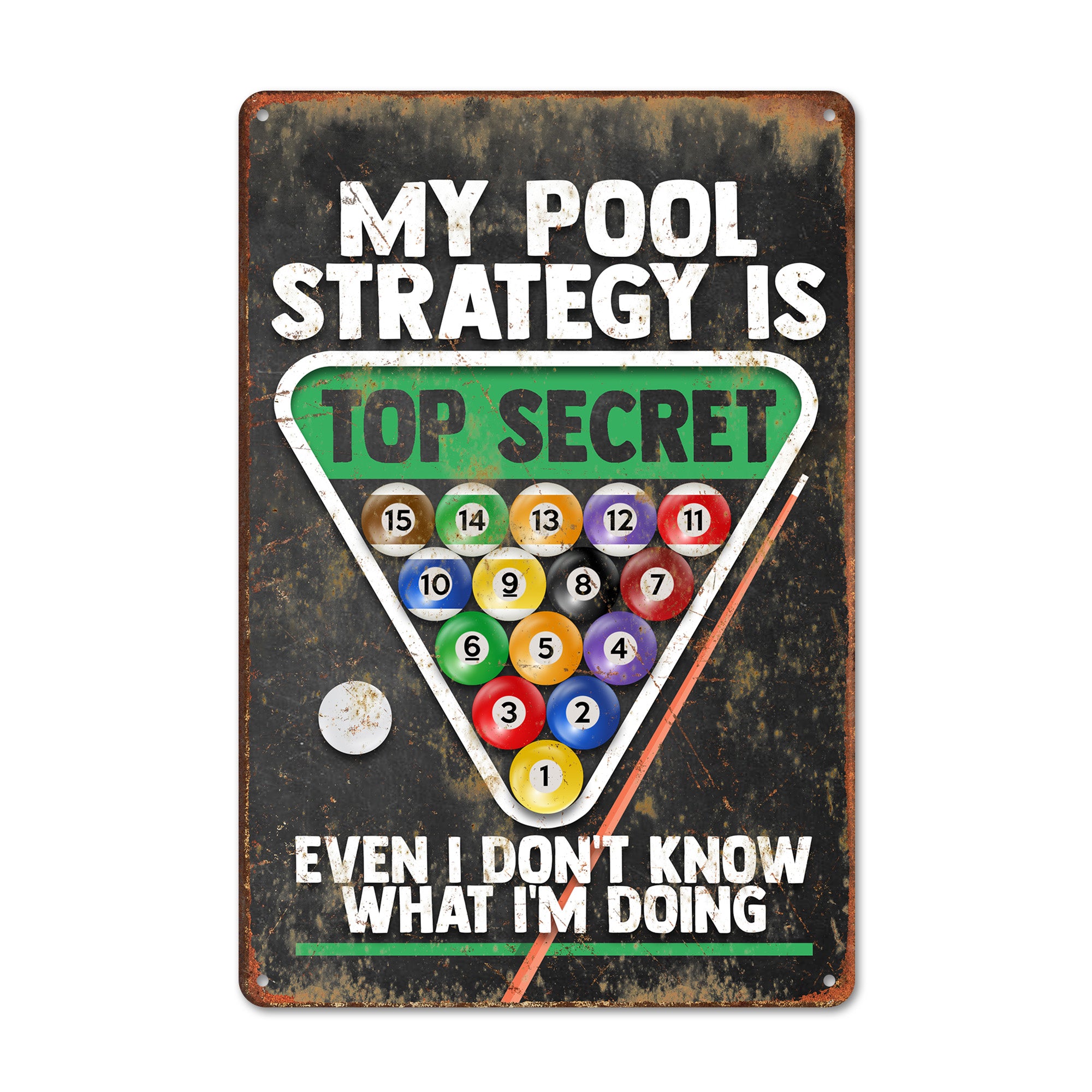 Personalized Rustic Pool Strategy Metal Sign – Perfect Gift for Pool Enthusiasts, Handmade Vintage Look - Image 1