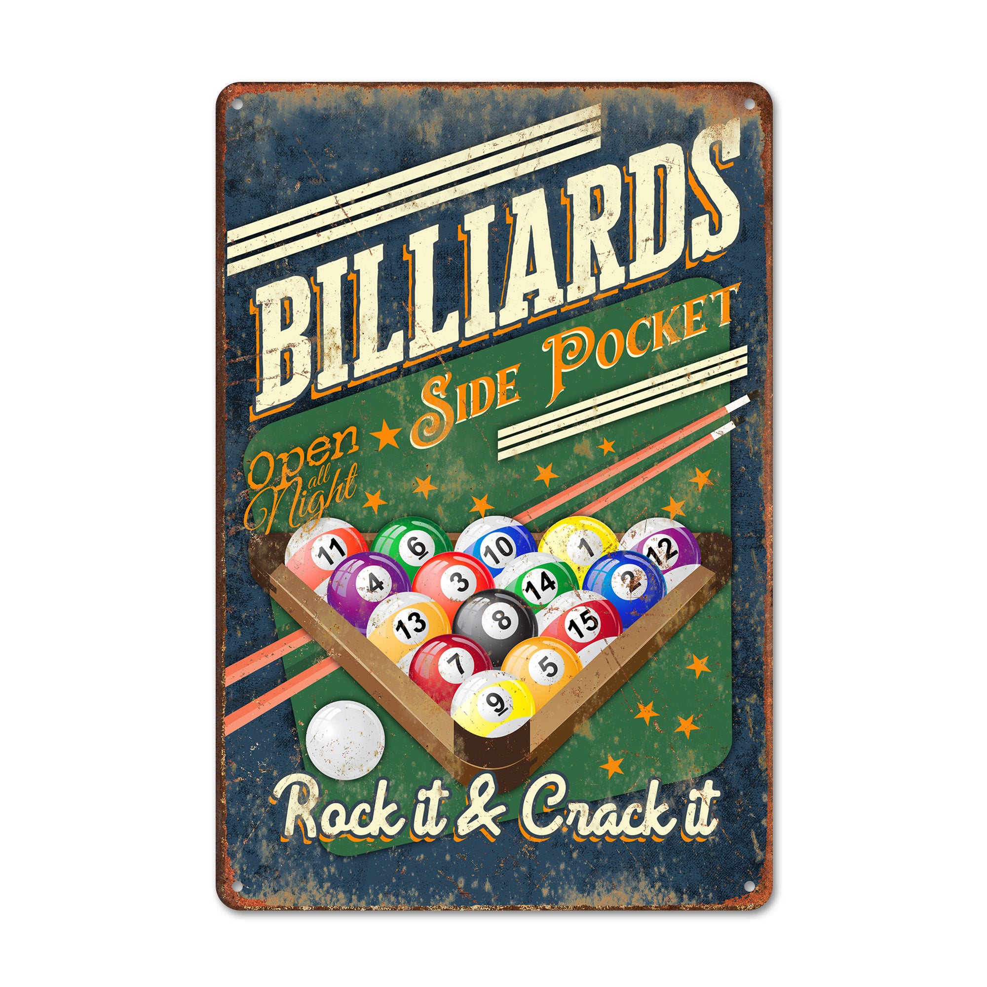 Personalized Vintage Billiards Metal Sign - Rustic Retro Decor for Pool Lovers, Customizable Gift for Him or Her - Image 1