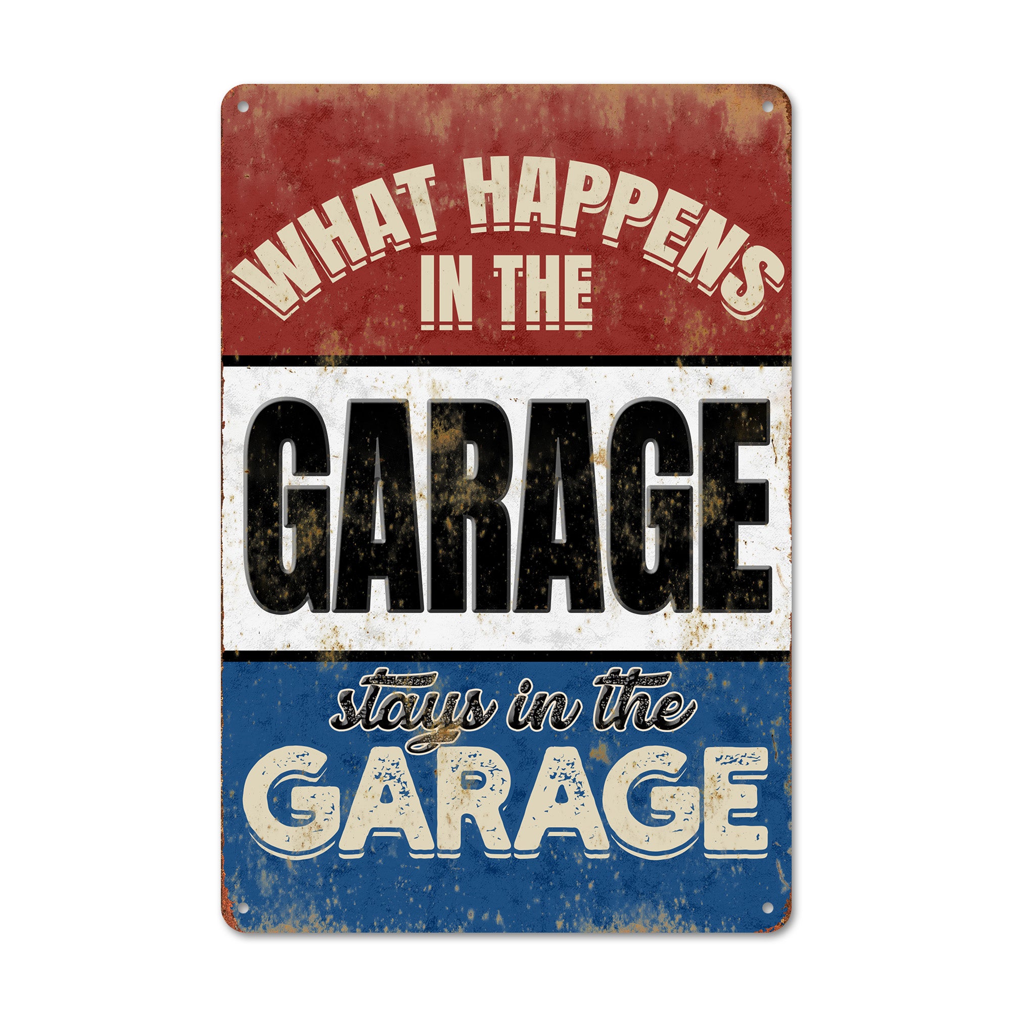 Personalized Vintage Style Metal Sign for Garages - "What Happens in the Garage Stays in the Garage" - Durable and Customizable Gift for Car Enthusiasts - Image 1