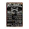Personalized Mechanic Hourly Rate Sign – Custom Metal Garage Wall Decor for Him, Funny Gift for Car Enthusiasts - Image 1