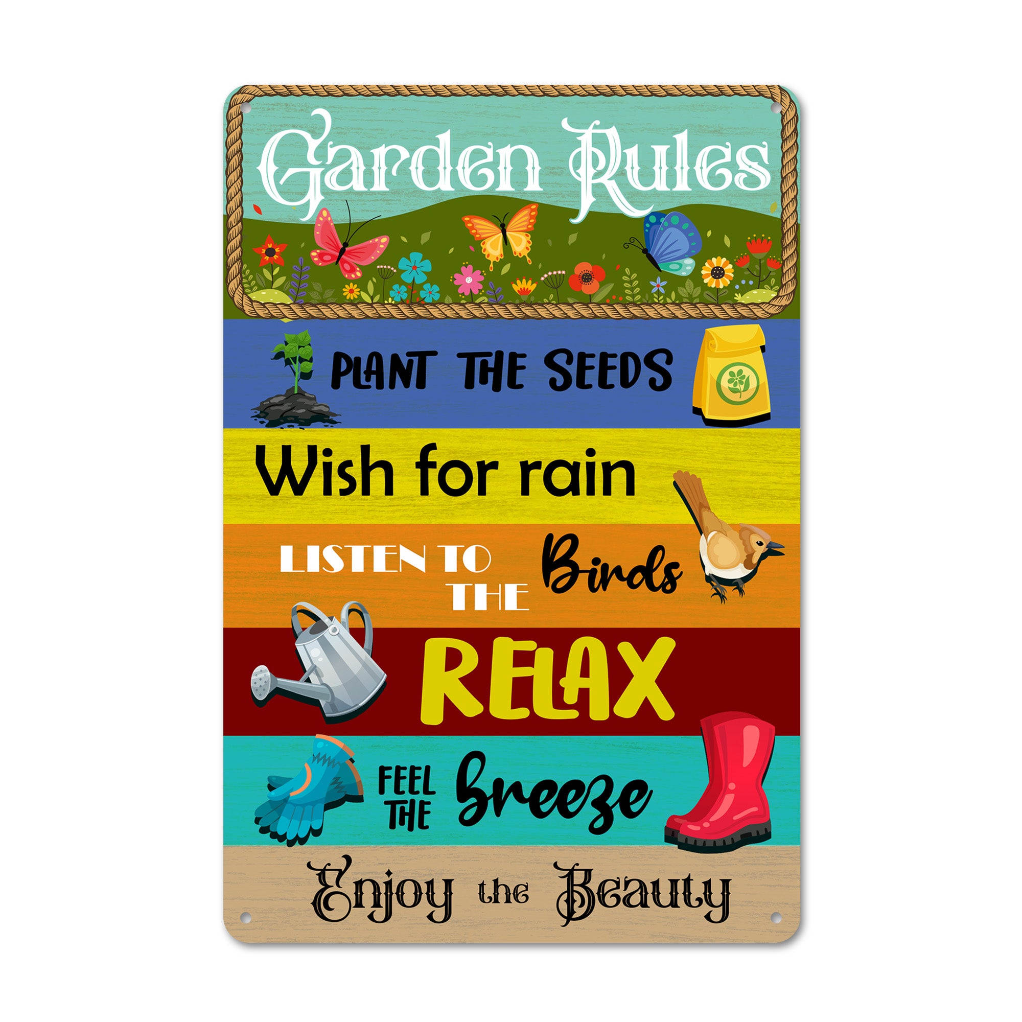 Personalized Garden Rules Metal Sign - Vibrant Decor for Garden Lovers - Customizable Gift for Nature Enthusiasts - Image 1