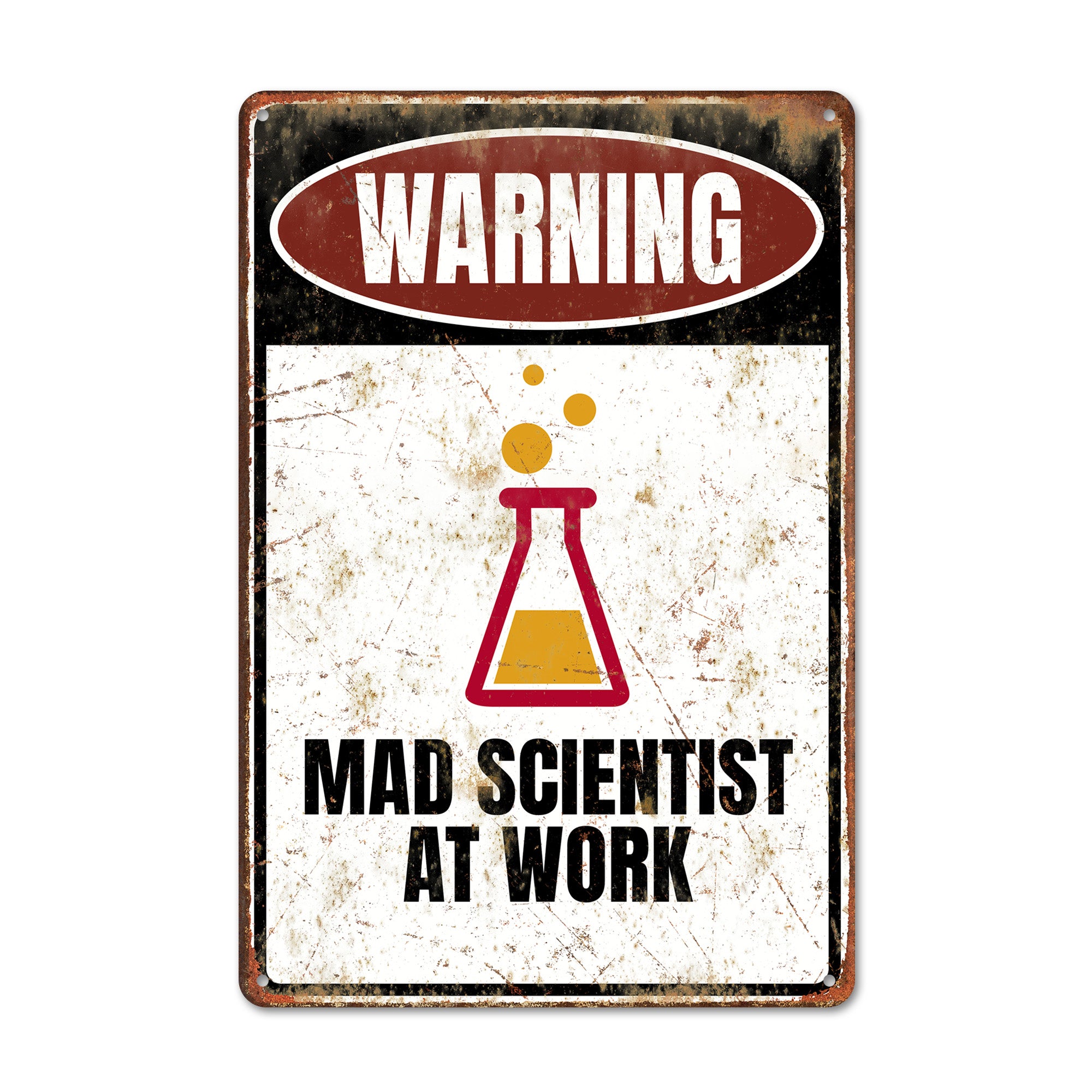 Vintage-Inspired "Mad Scientist at Work" Personalized Metal Sign - Unique Handmade Gift for Science Lovers - Image 1