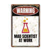 Vintage-Inspired "Mad Scientist at Work" Personalized Metal Sign - Unique Handmade Gift for Science Lovers - Image 1