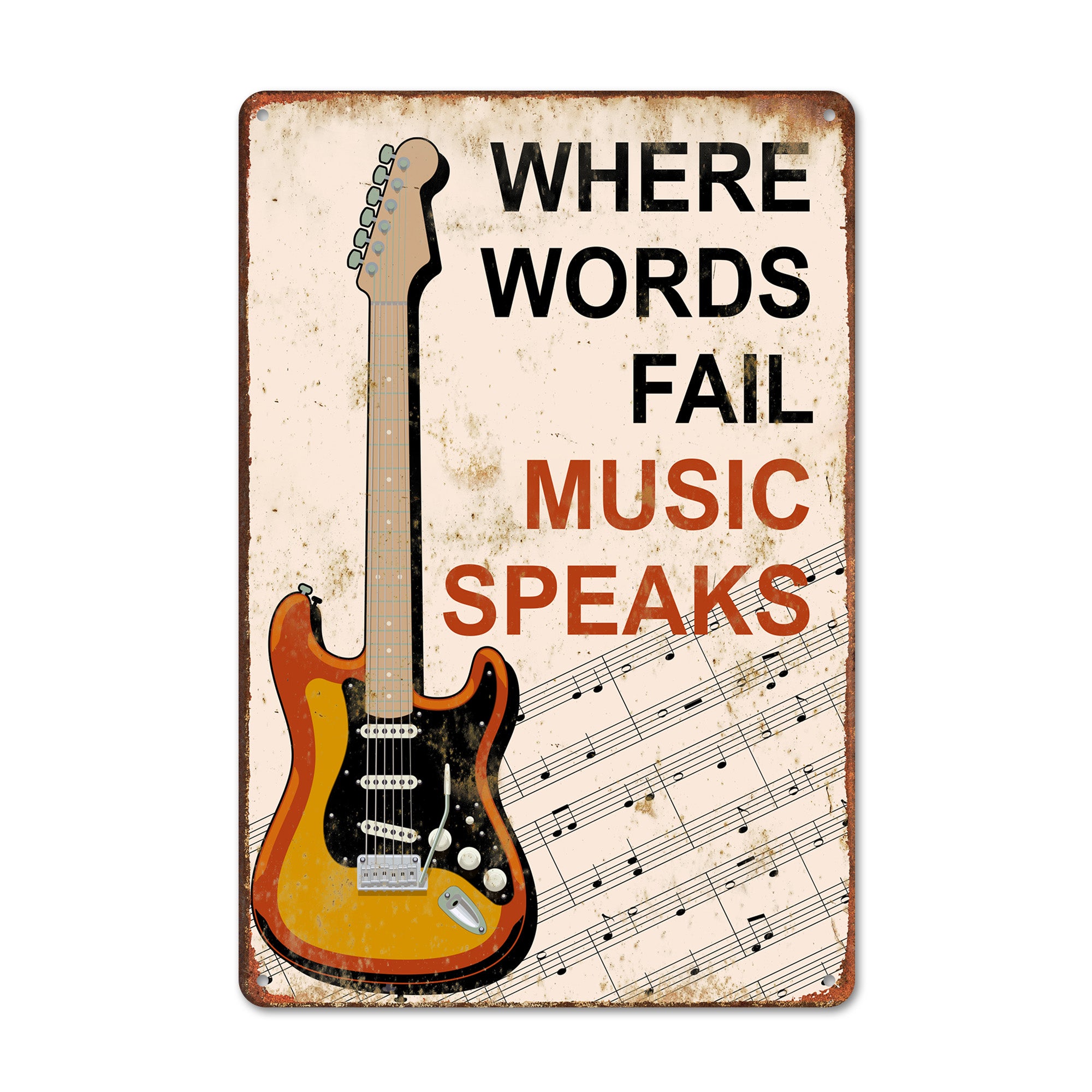 Personalized Vintage Metal Music Sign – Custom Guitar Decor for Music Lovers, Perfect for Home & Studio - Image 1