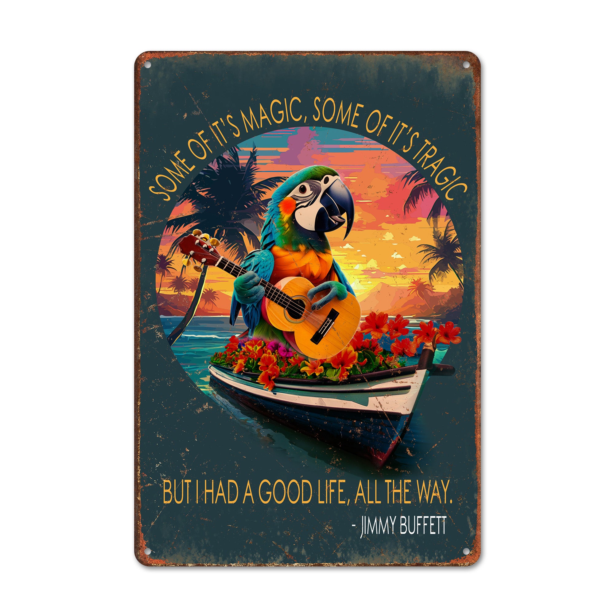 Personalized Tropical Parrot Metal Sign - Handmade Vintage Decor with Inspirational Quote for Gift-Giving - Image 1