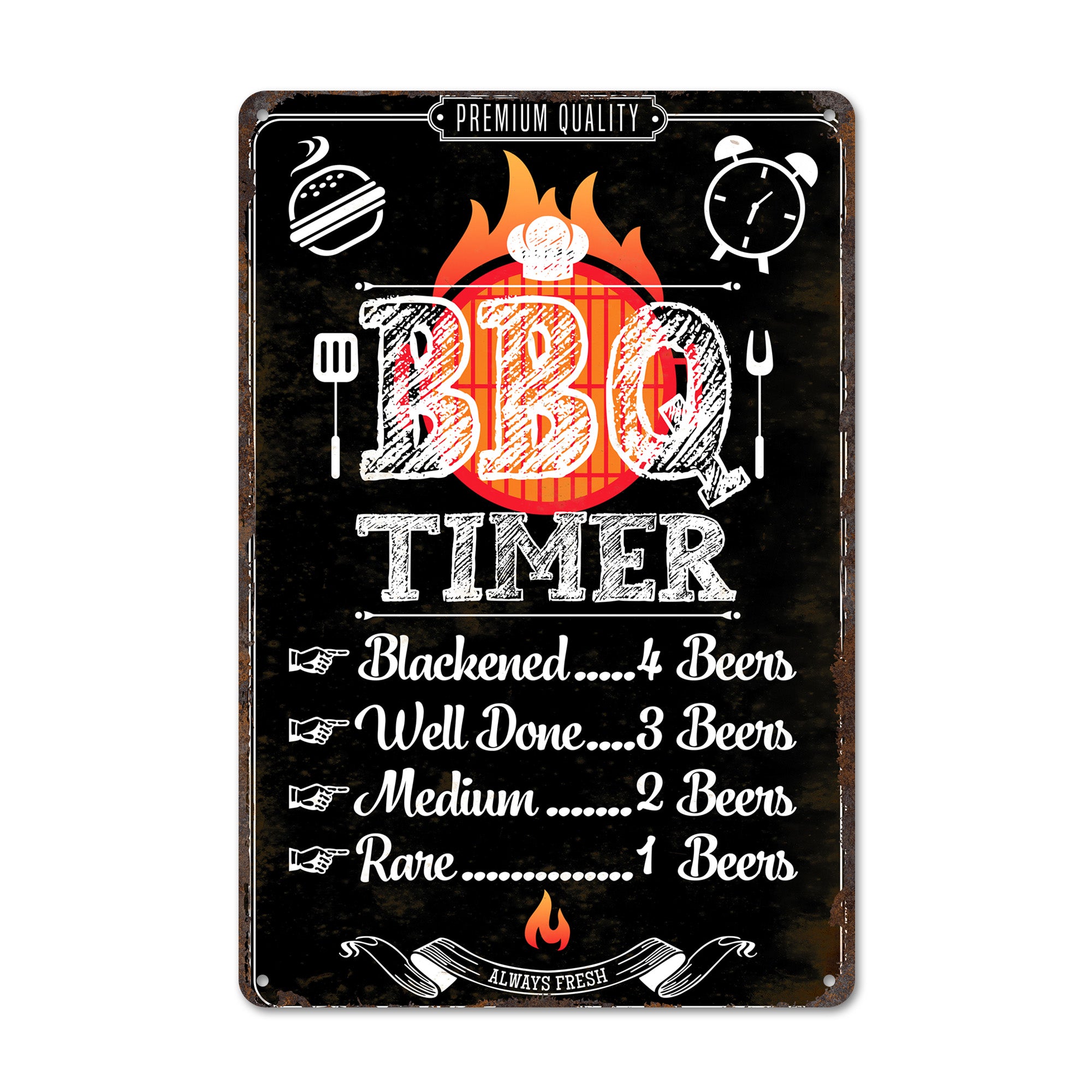 Personalized BBQ Timer Metal Sign - Custom Vintage Grill Decor for the Perfect BBQ Lover's Gift - Image 1
