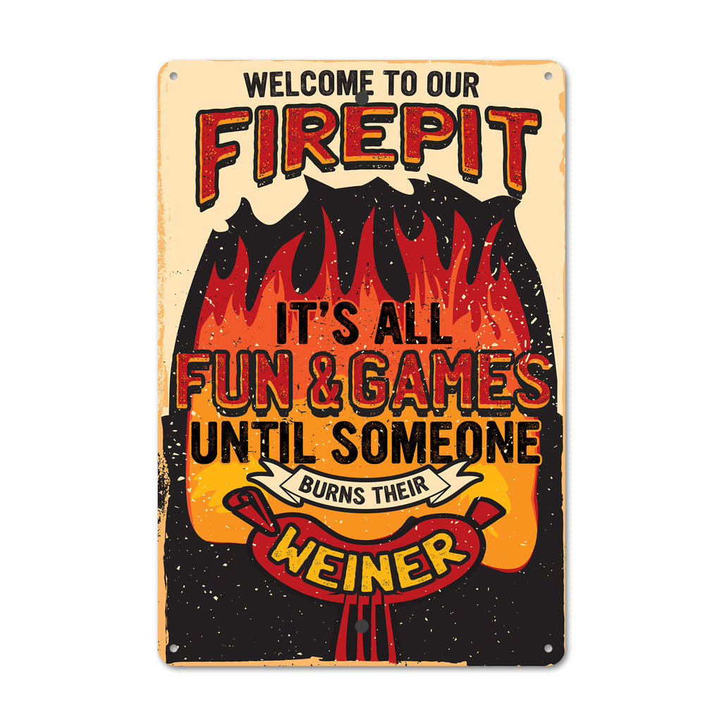 Personalized Fire Pit Metal Sign - Humorous Outdoor Decor - Perfect Gift for BBQ Lovers & Camping Enthusiasts - Image 1