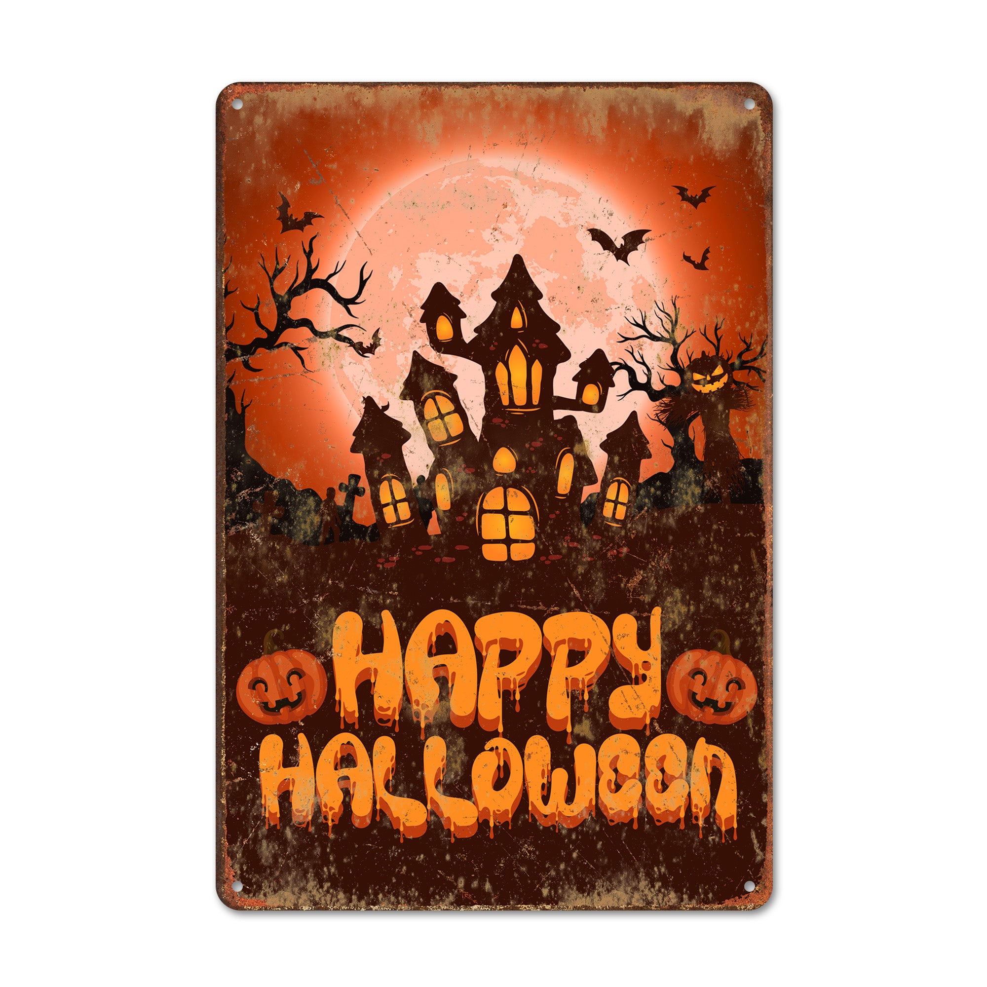 Personalized Halloween Metal Sign - Customizable Haunted House Decor for Spooky Celebrations and Unique Gift Ideas - Image 1