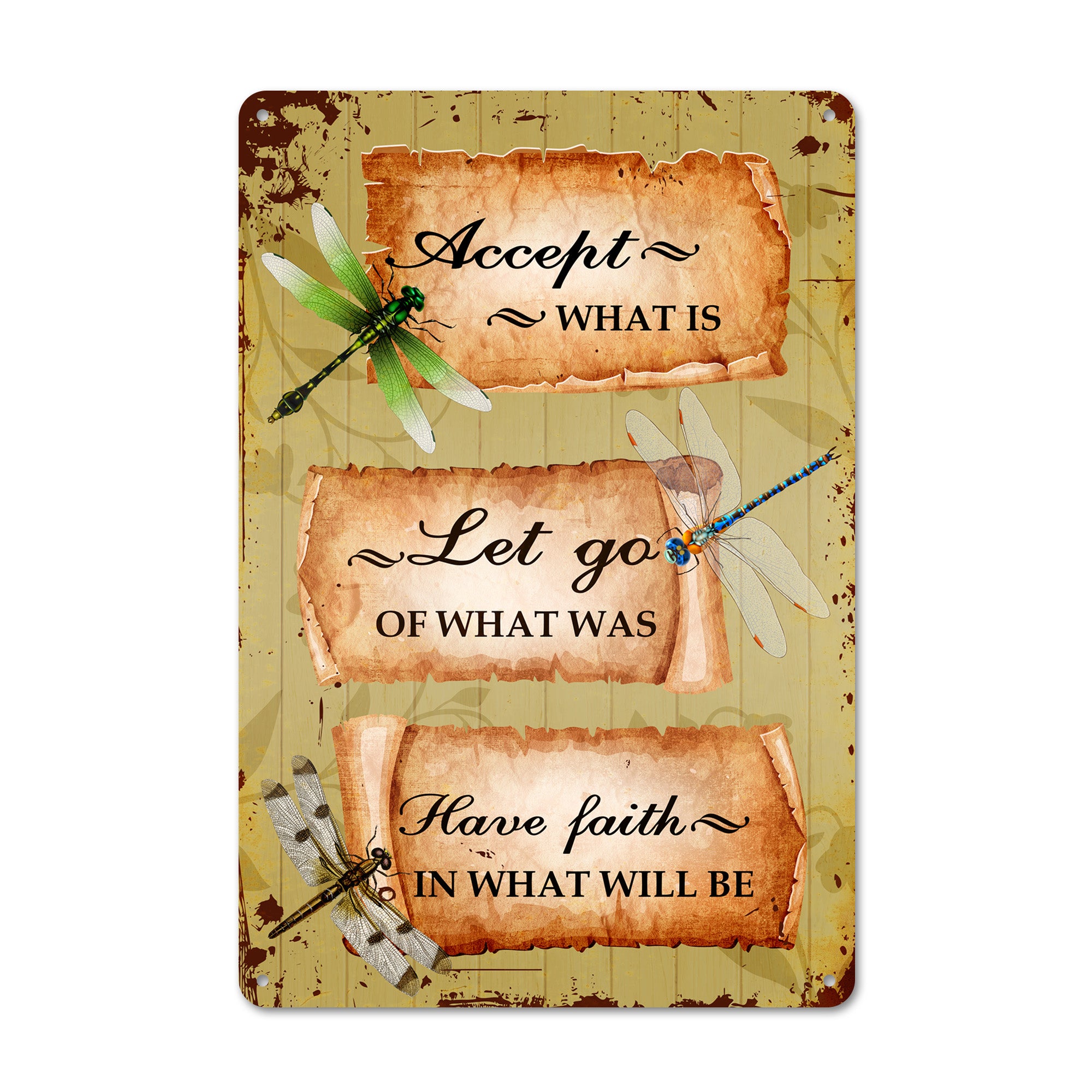 Personalized Dragonfly Inspirational Metal Sign – Rustic Wall Decor, Handmade Gift for Home and Office Inspiration - Image 1